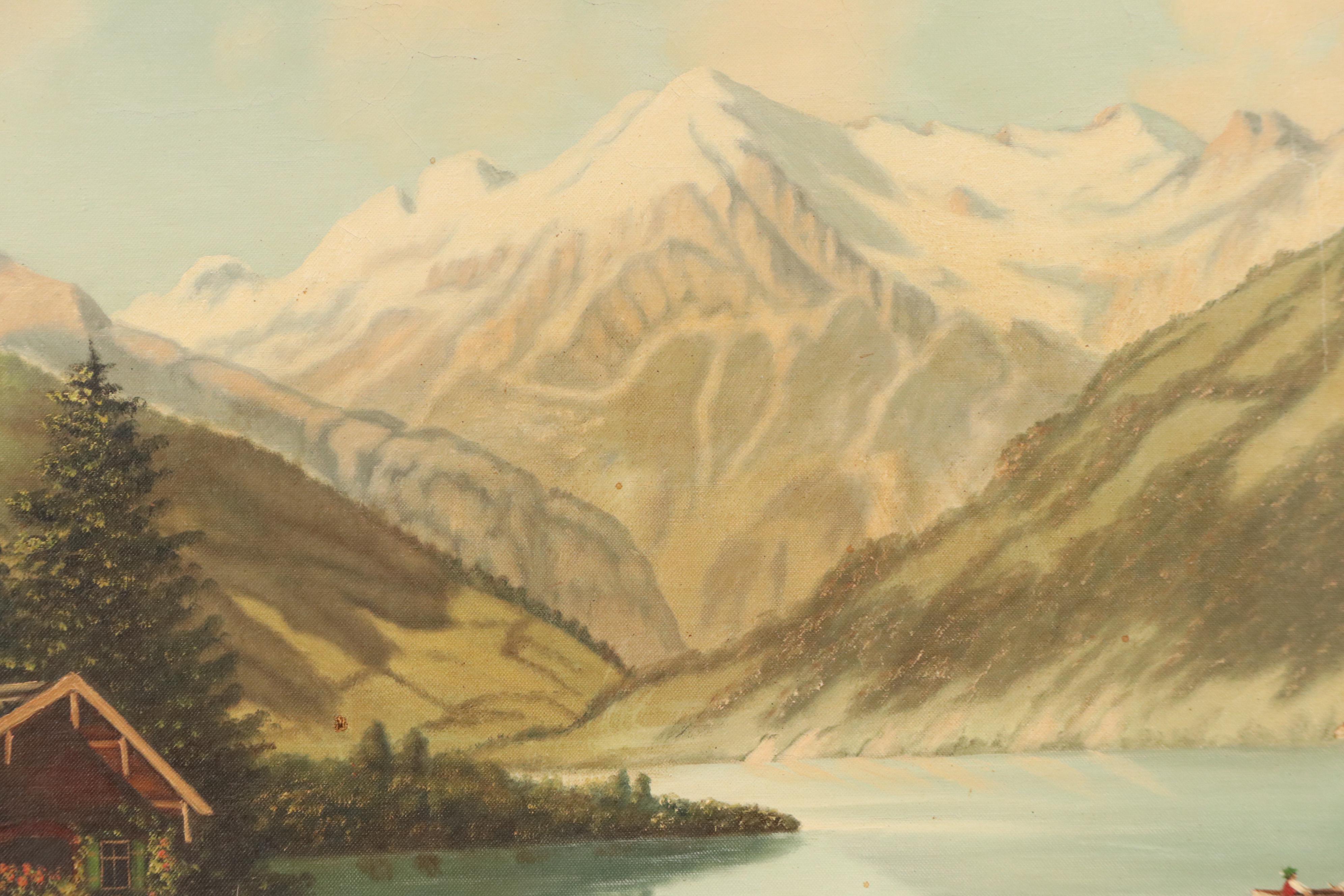 Brandivik Landscape Oil Painting of Scandinavian Mountains, 1957