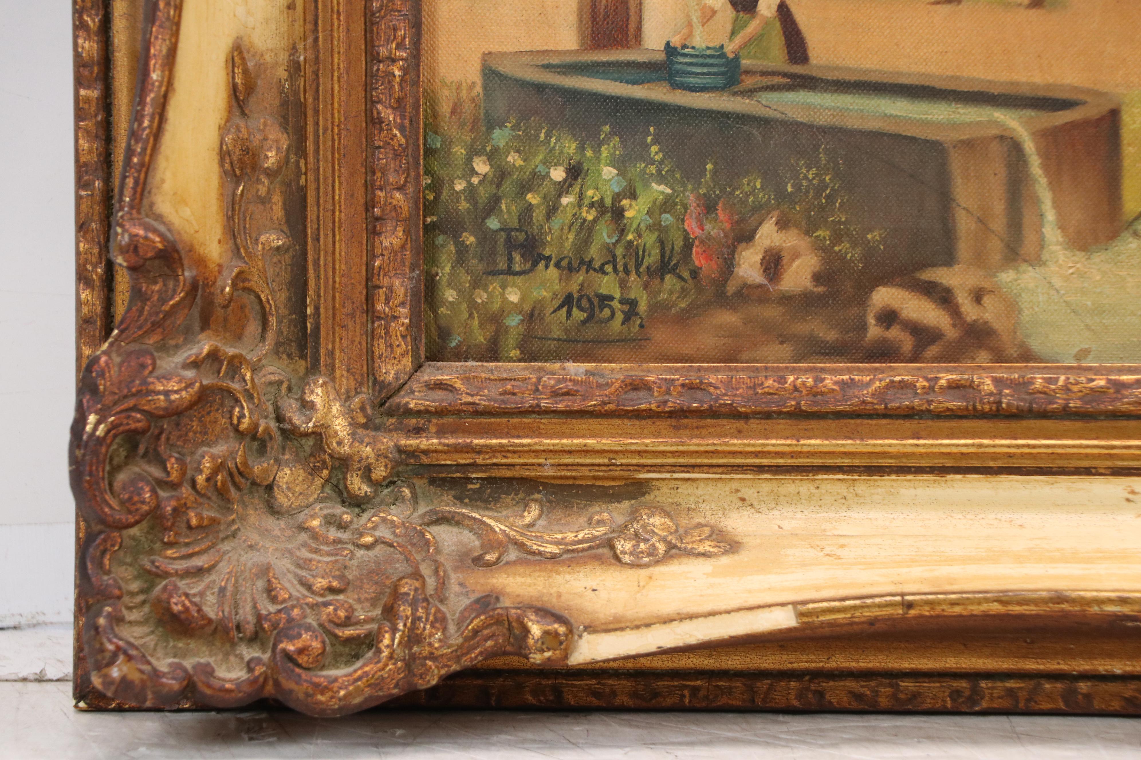 Brandivik Landscape Oil Painting of Scandinavian Mountains, 1957