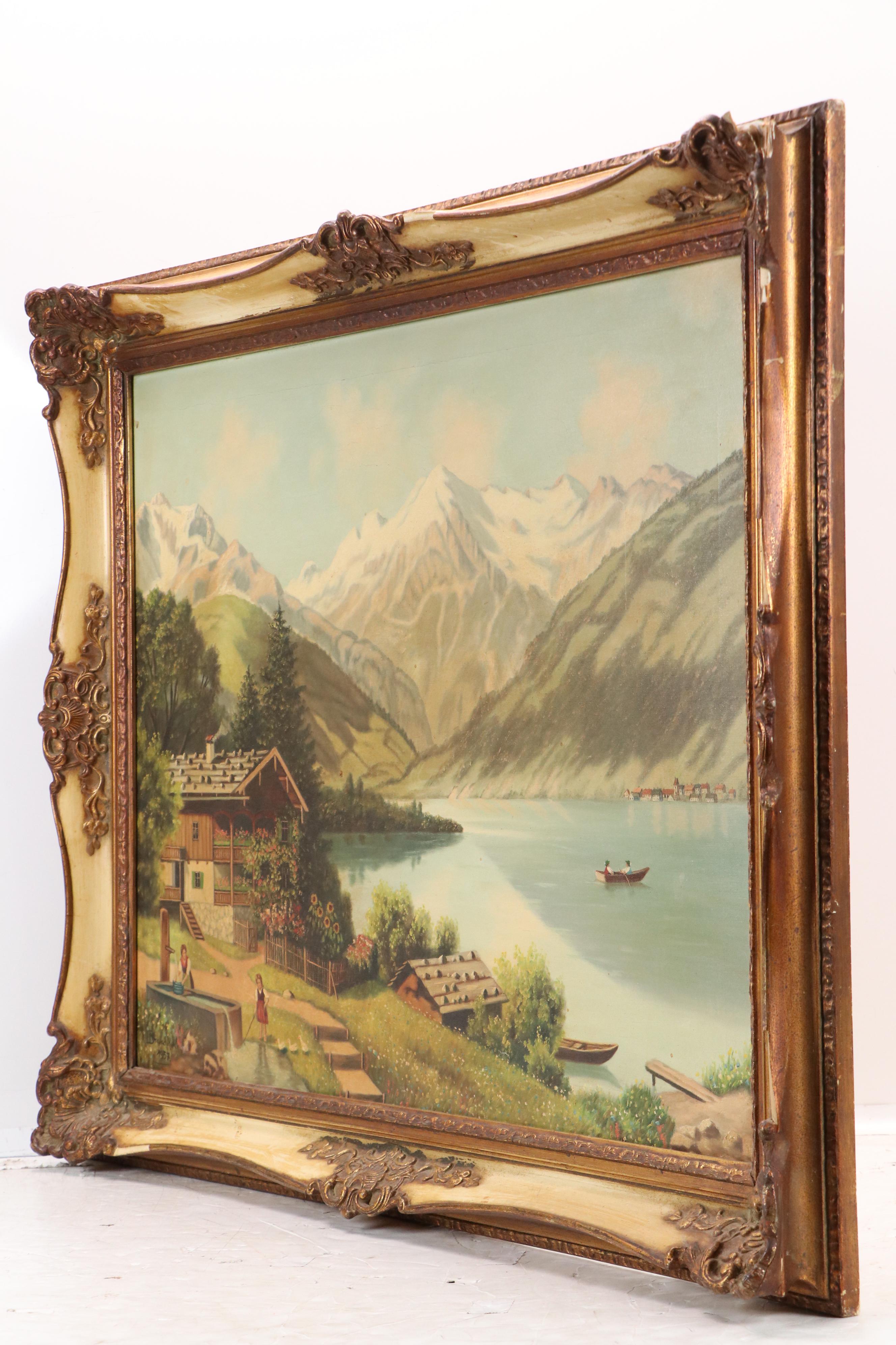 Brandivik Landscape Oil Painting of Scandinavian Mountains, 1957