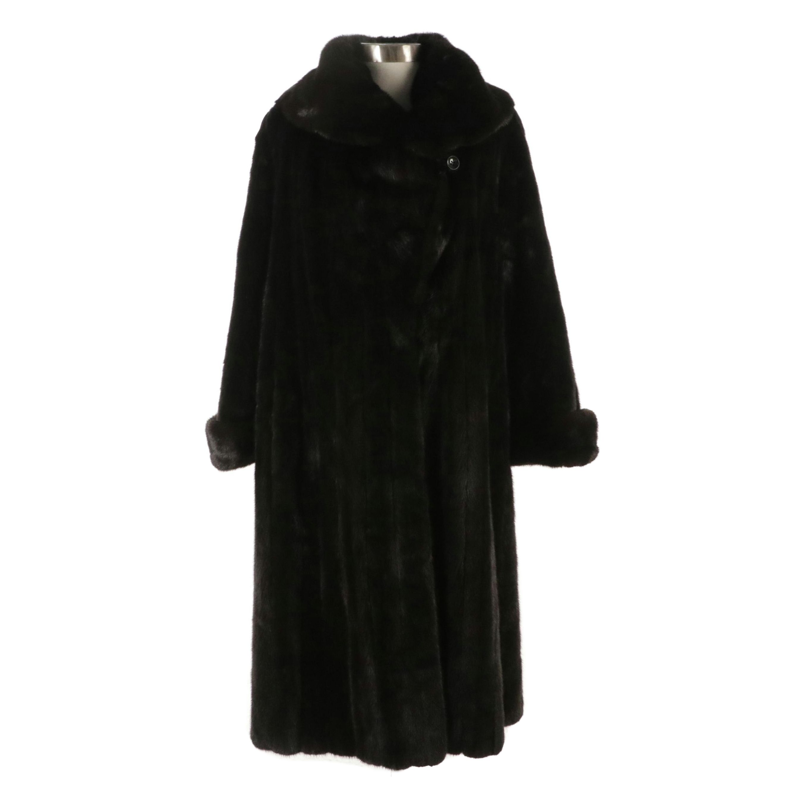 Mink Fur Cape Collar Wide Cuff Coat from Neiman Marcus