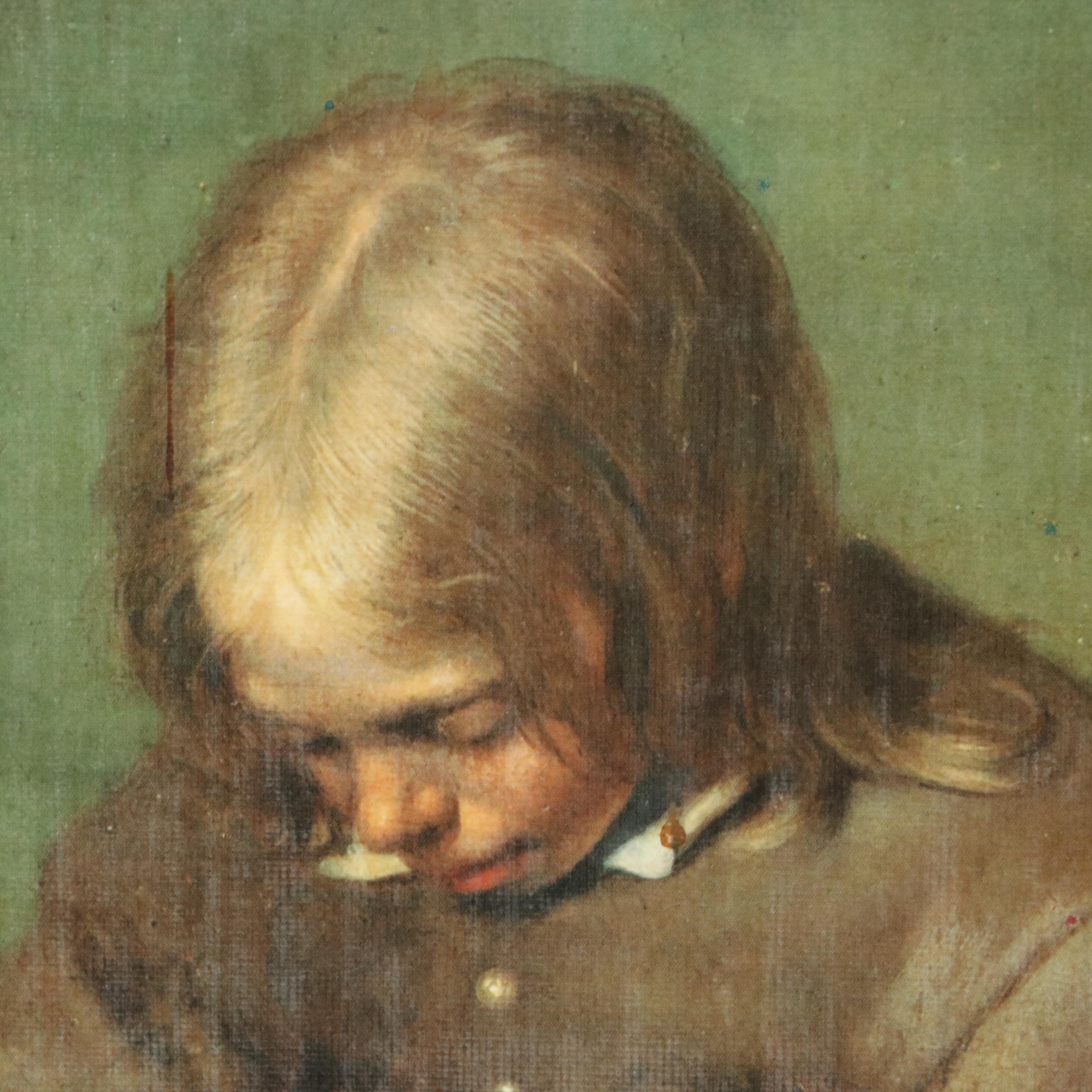 After Gerard ter Borch Embellished Offset Lithograph "The Flea-Catcher"