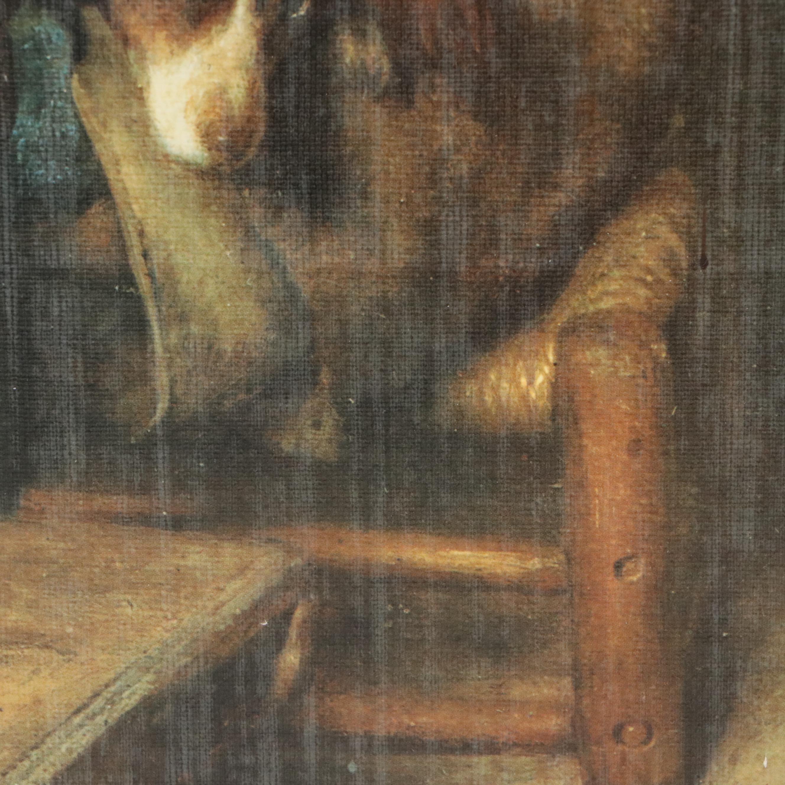 After Gerard ter Borch Embellished Offset Lithograph "The Flea-Catcher"