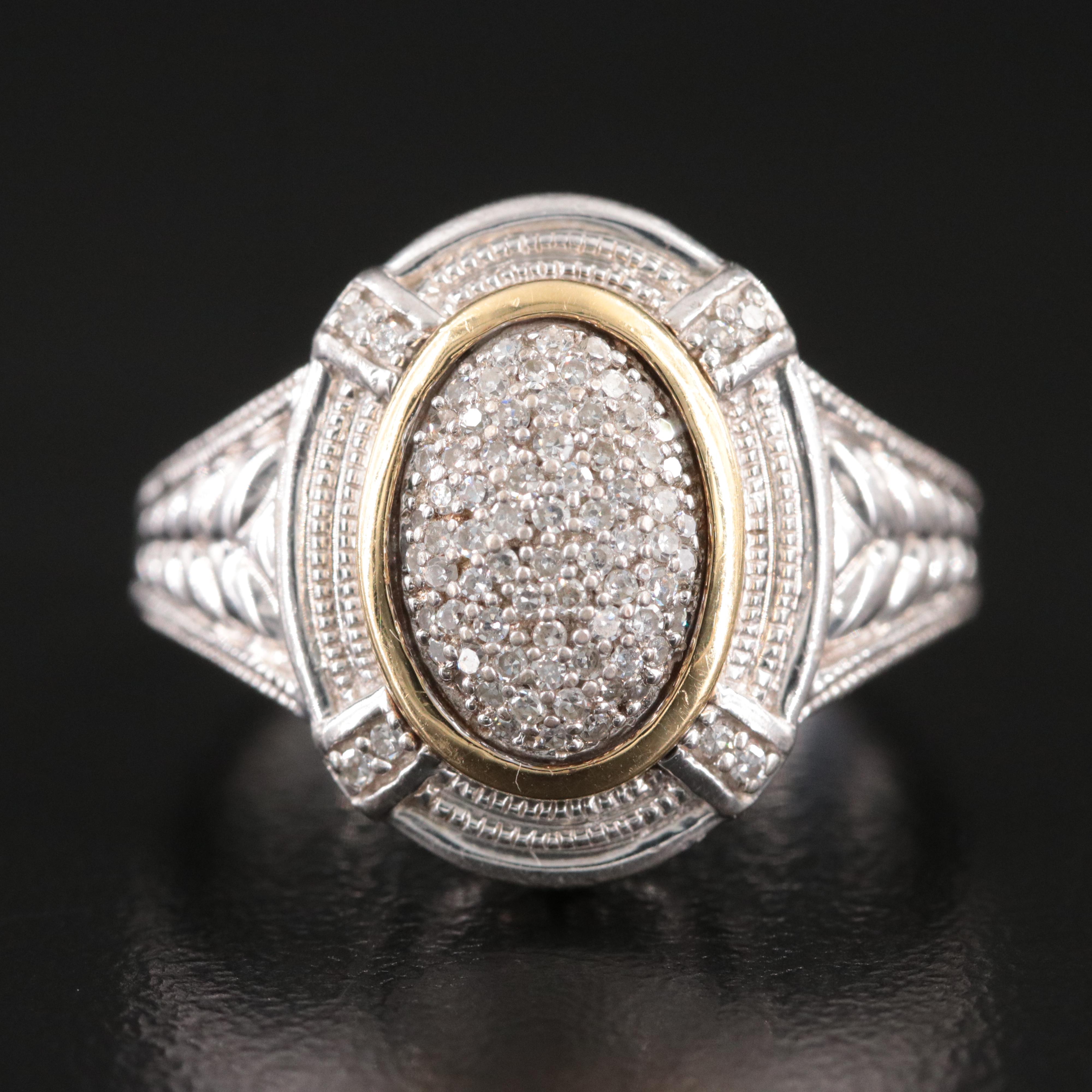 Sterling Diamond Ring with 14K Accent
