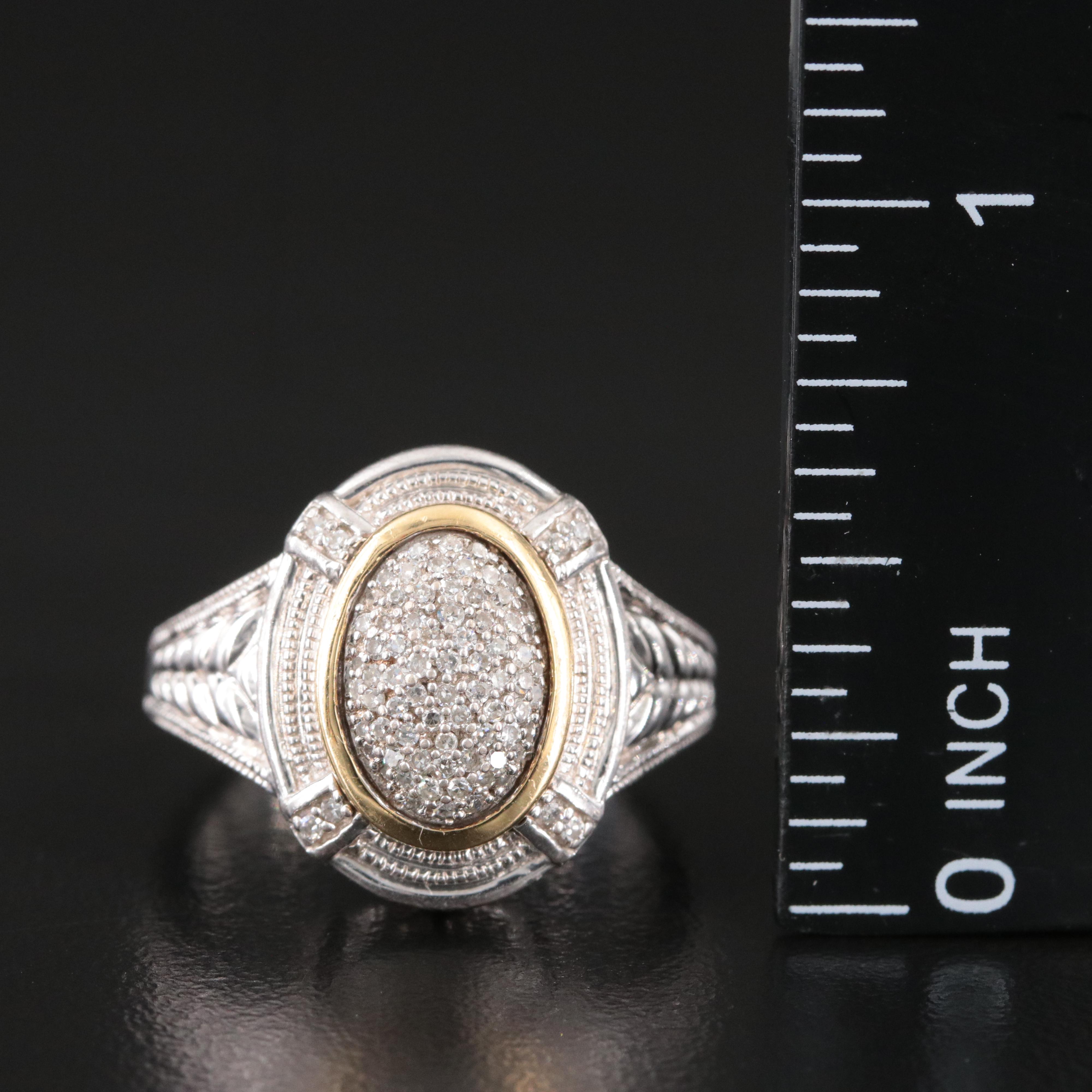 Sterling Diamond Ring with 14K Accent