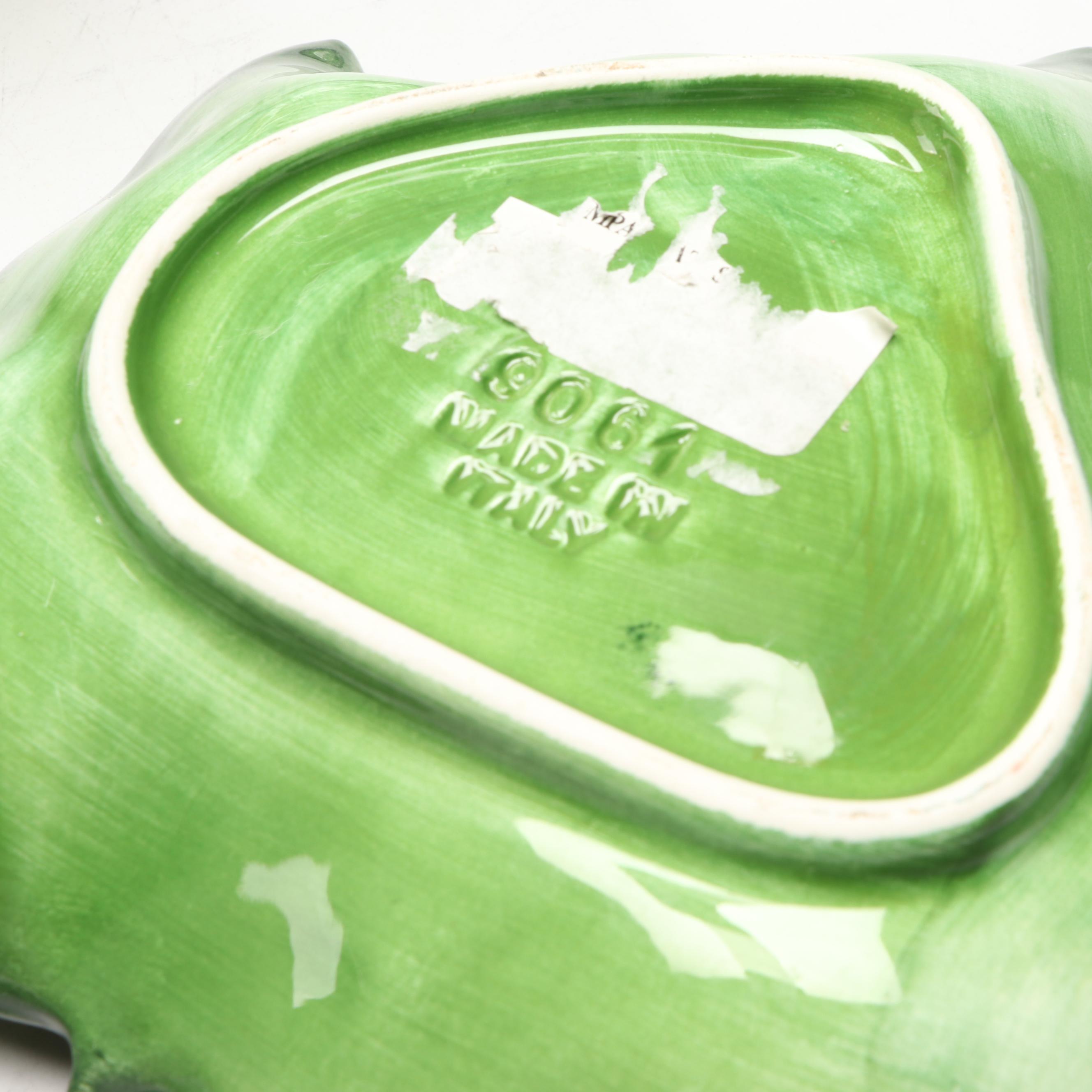 Italian Ceramic Lettuce Pitcher and Vase with Fitz & Floyd and Other Leaf Dishes