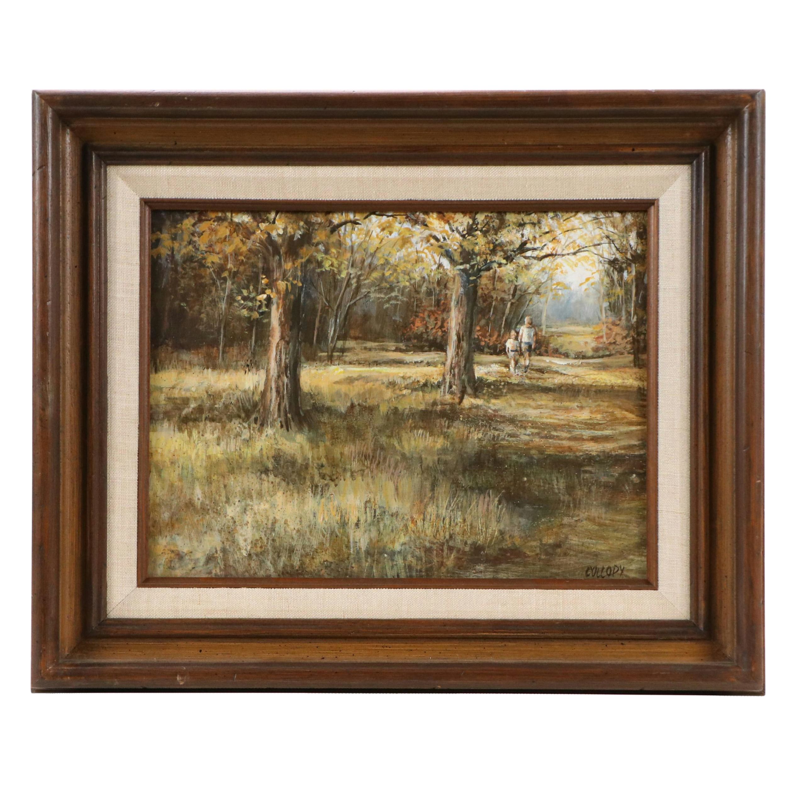 Richard Collopy Acrylic Painting of Forest Path, Late 20th Century