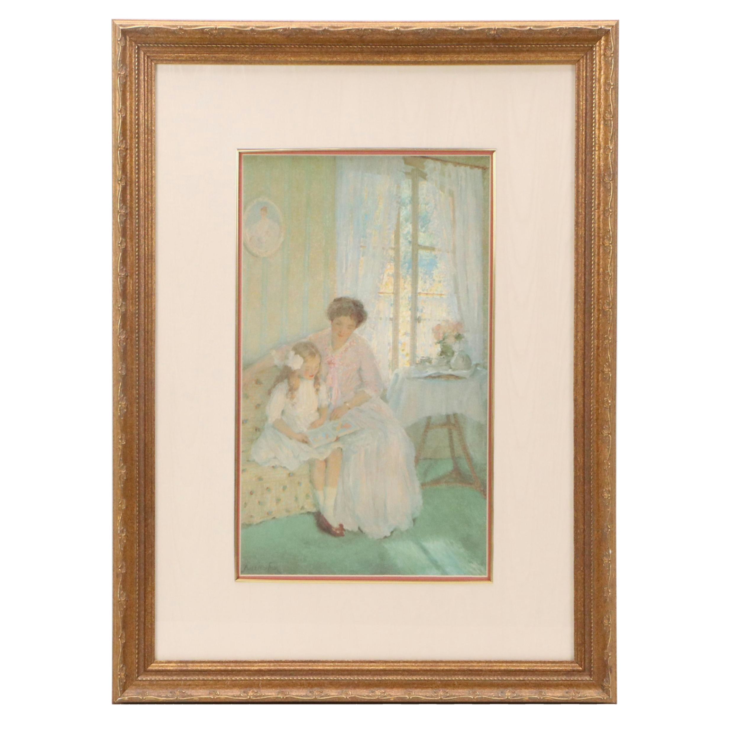 After Emanuel Phillips Fox Offset Lithograph "The Lesson"