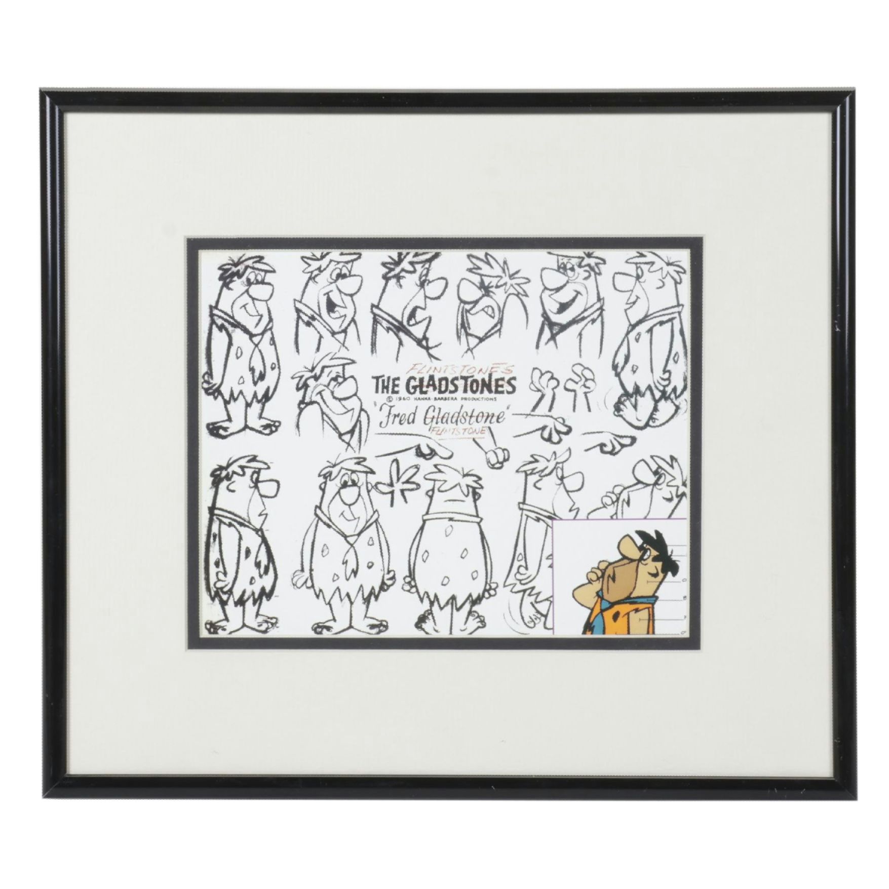 Hanna-Barbera Offset Lithograph Character Model Sheet for Fred Flintstone