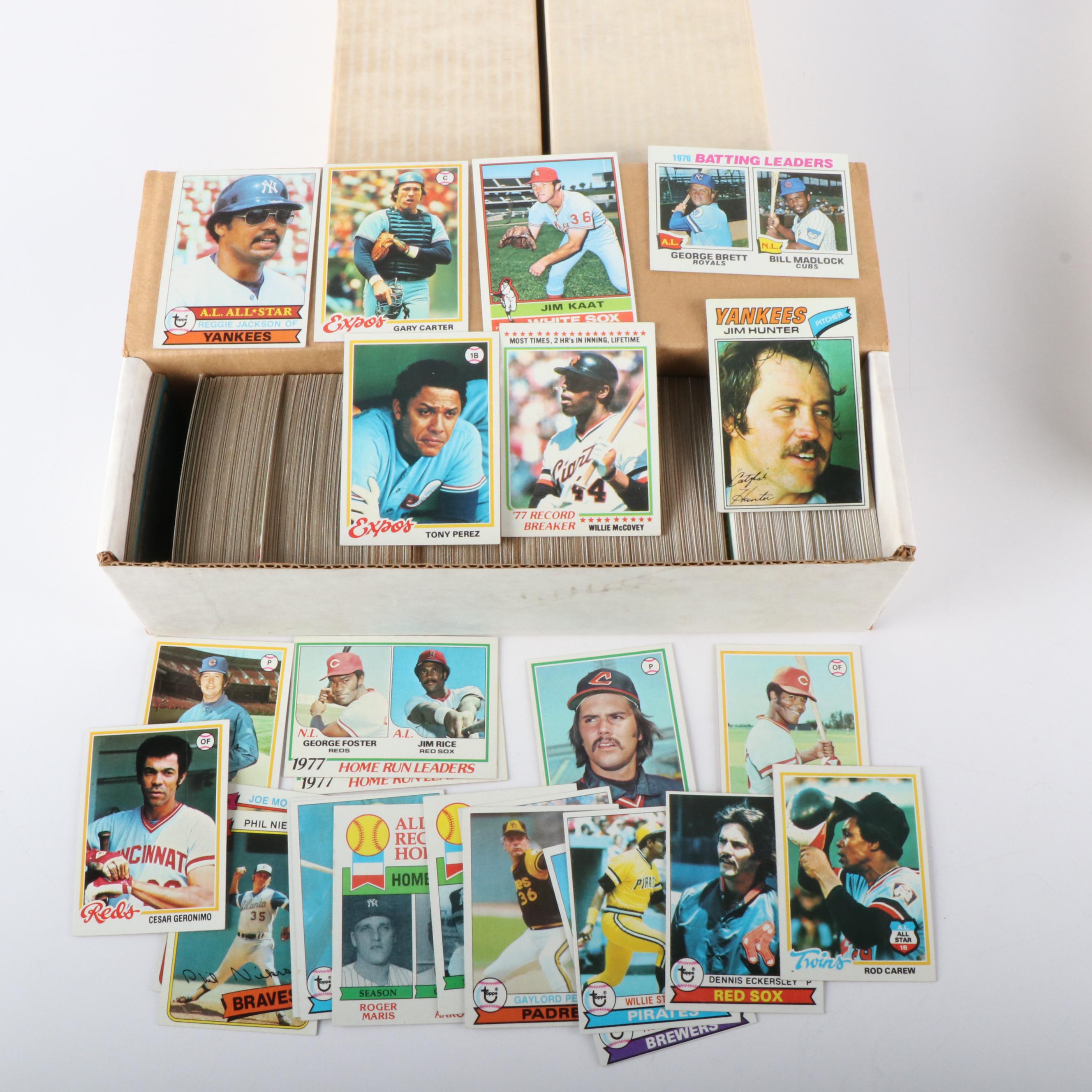 Five Boxes of Topps Baseball Cards, 1973 to 1989