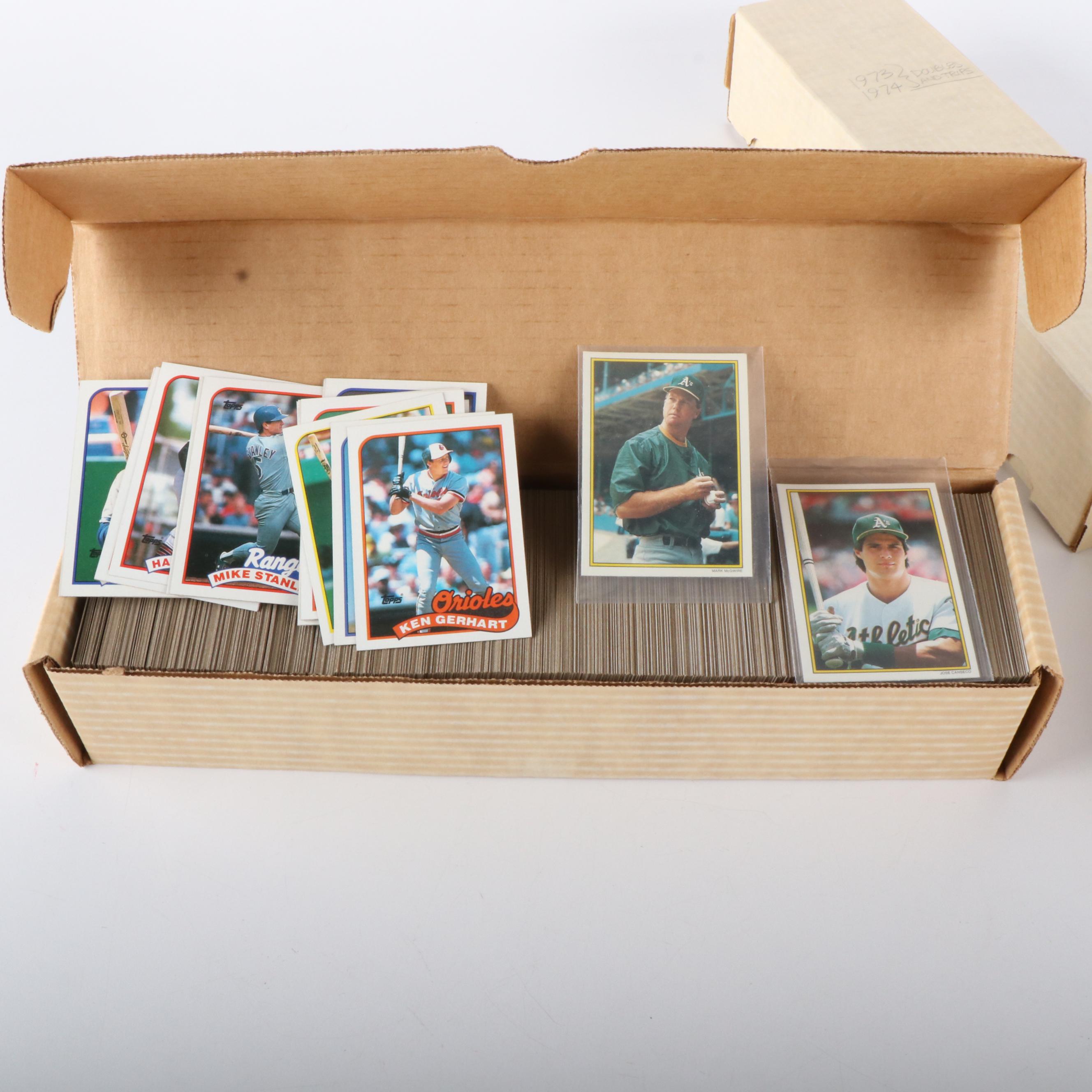 Five Boxes of Topps Baseball Cards, 1973 to 1989