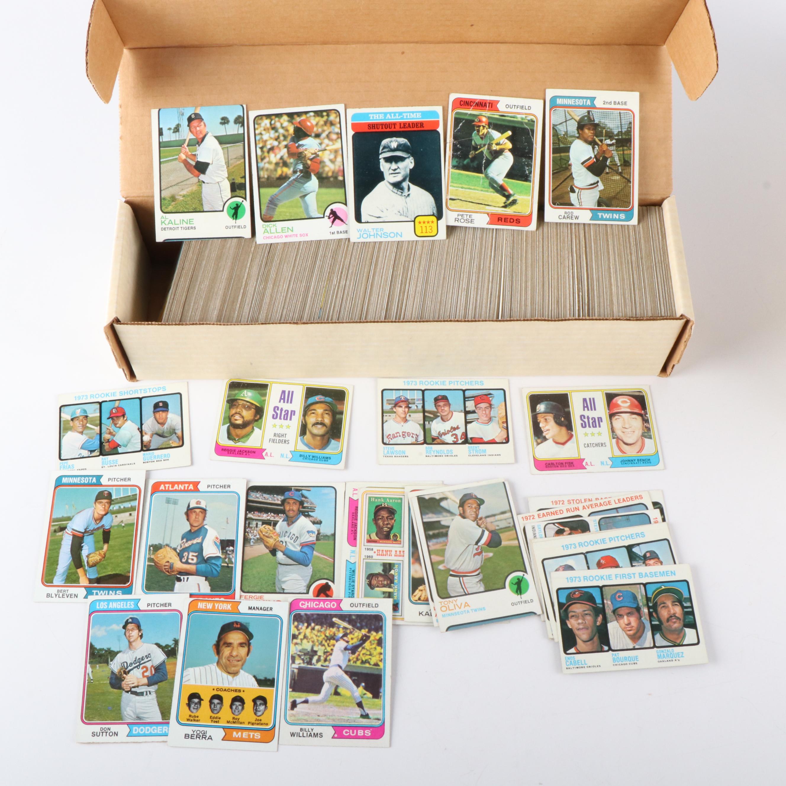 Five Boxes of Topps Baseball Cards, 1973 to 1989