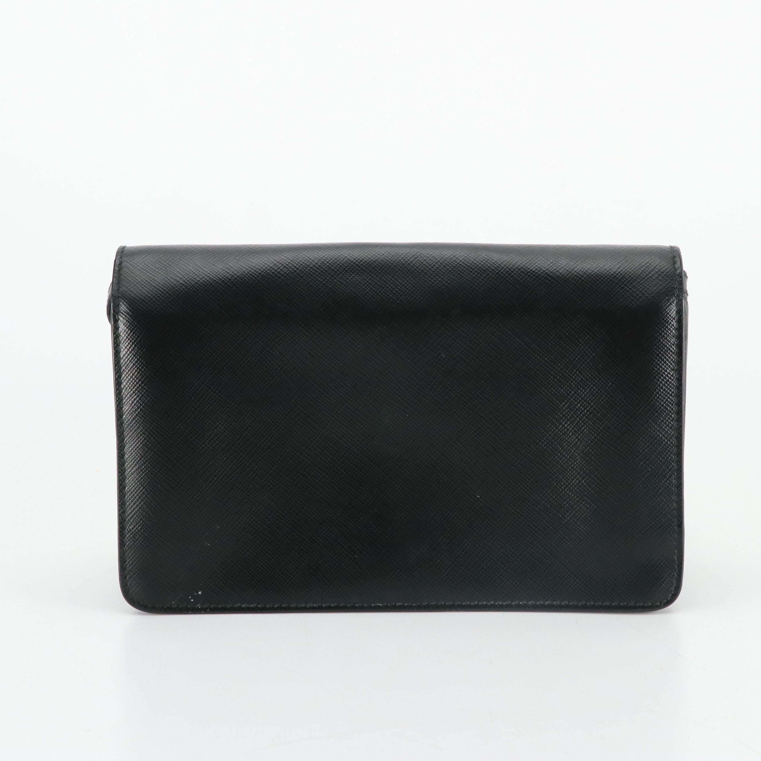 Prada Crossbody Clutch Wallet in Black Saffiano Leather