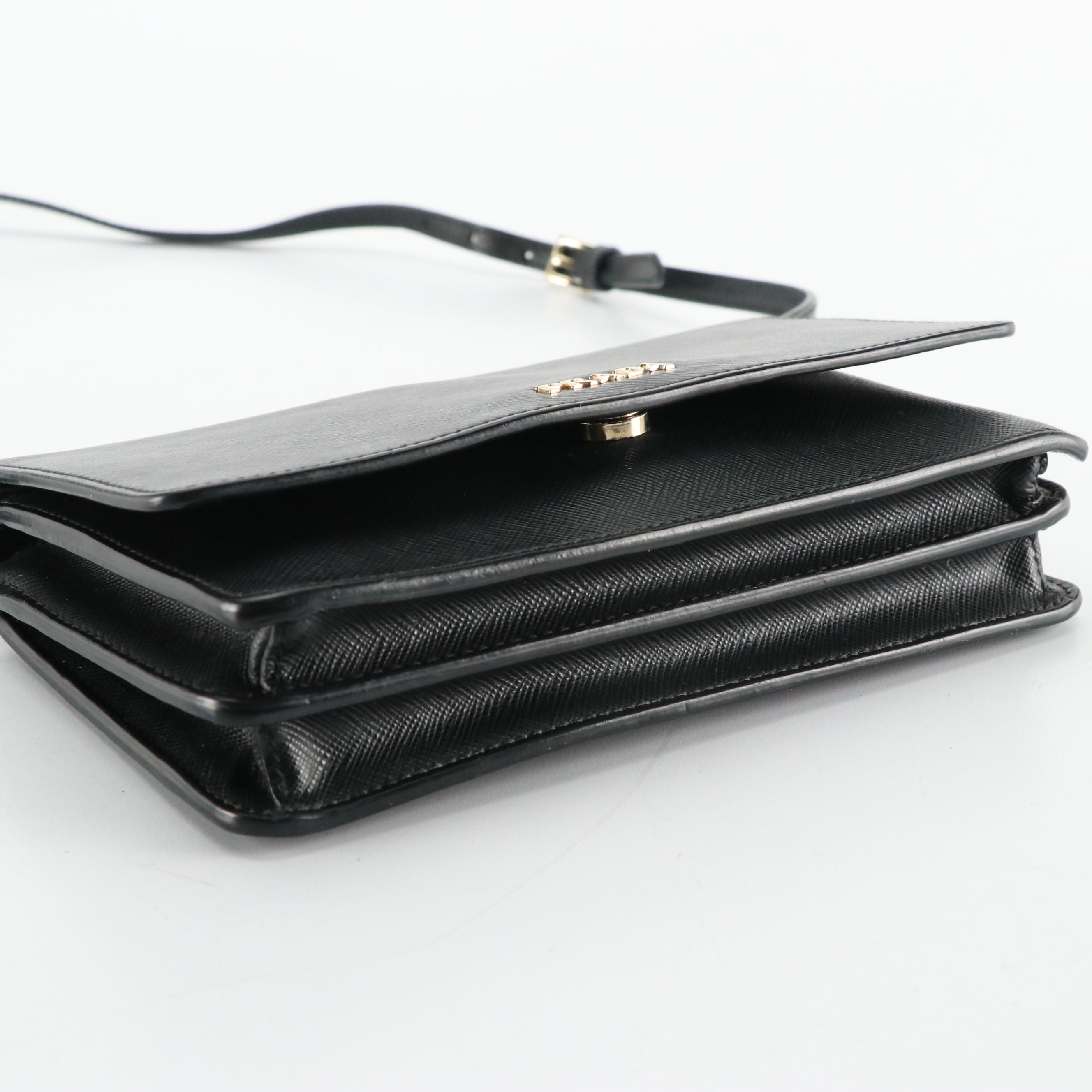 Prada Crossbody Clutch Wallet in Black Saffiano Leather