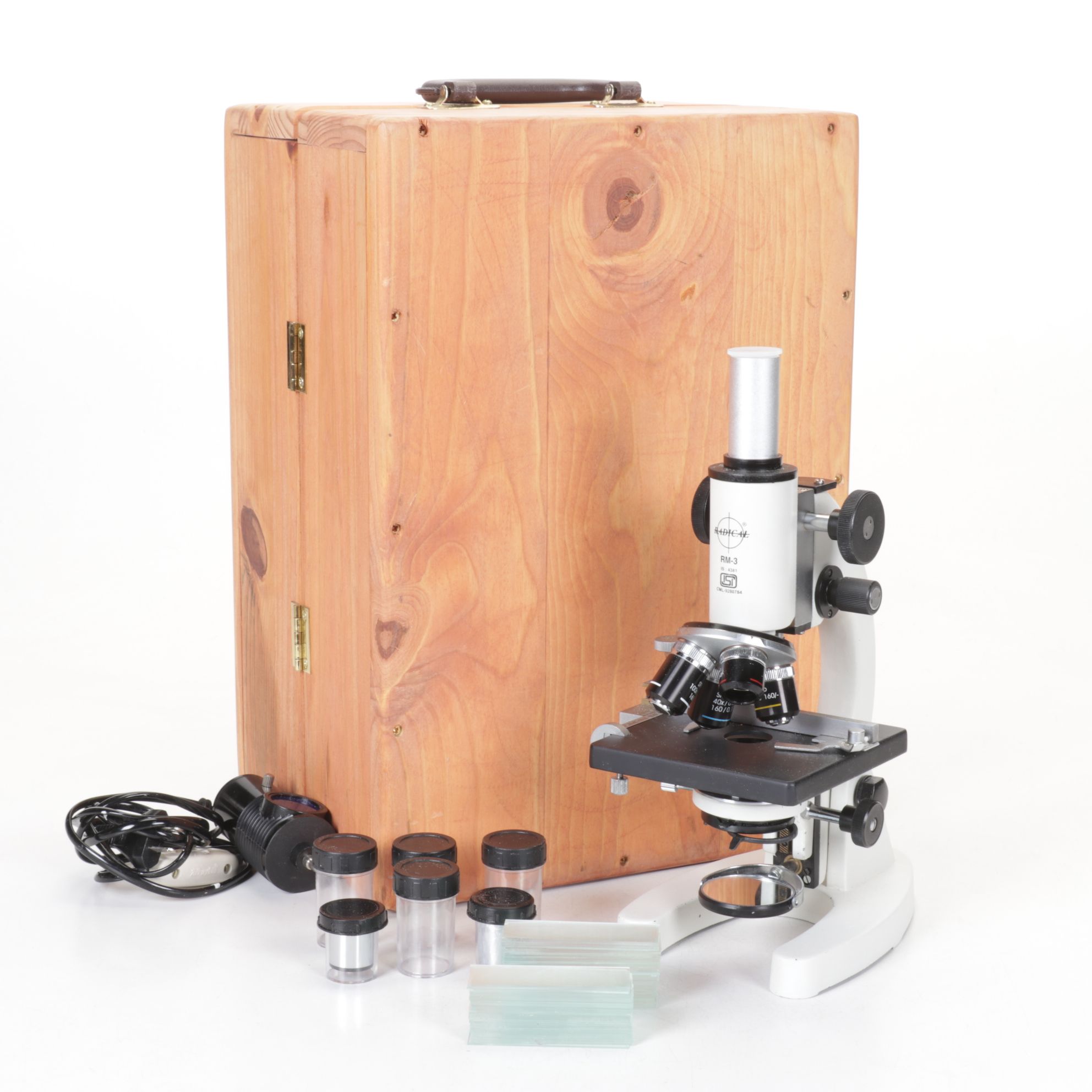 Radical RM-3 Student Medical Microscope with Wooden Case