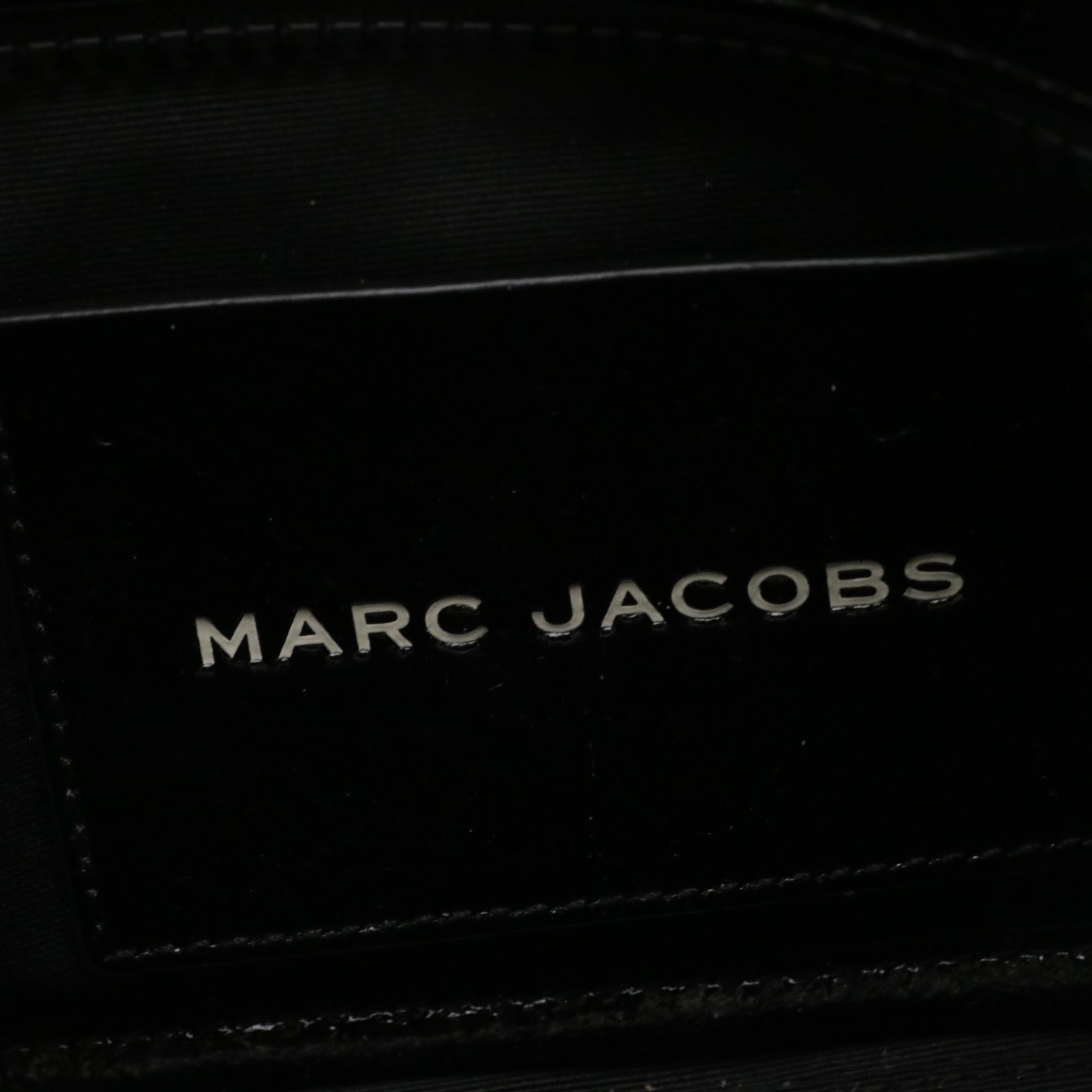 Marc Jacobs The Tote Bag in Black Crinkled Patent Leather and Faux Shearling