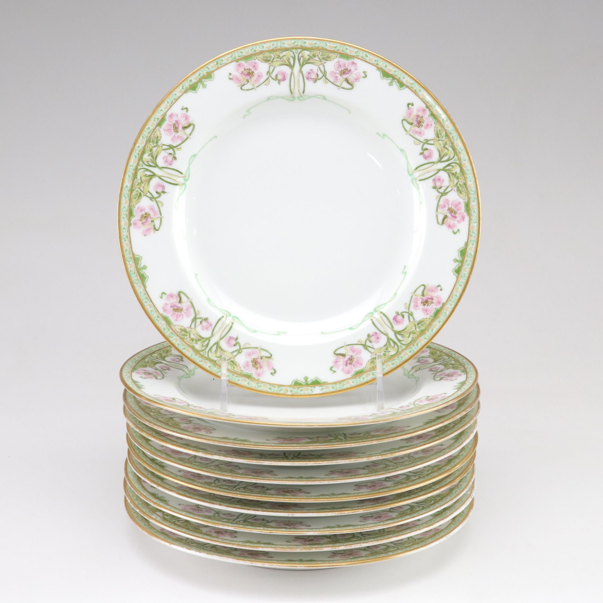 Art Nouveau Hand Painted Haviland Porcelain Plates for Bailey, Banks & Biddle
