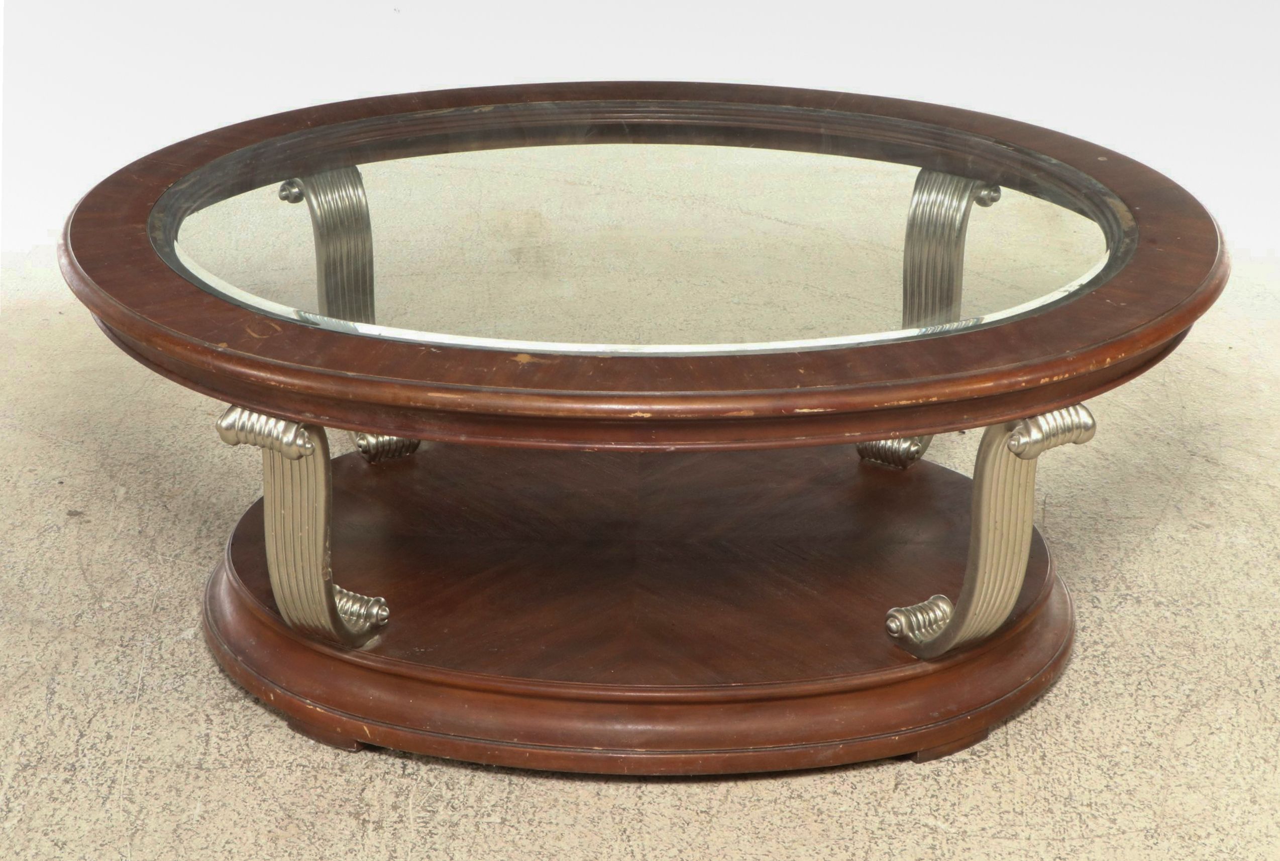Italian Regency Style Oval Two-Tier Coffee Table