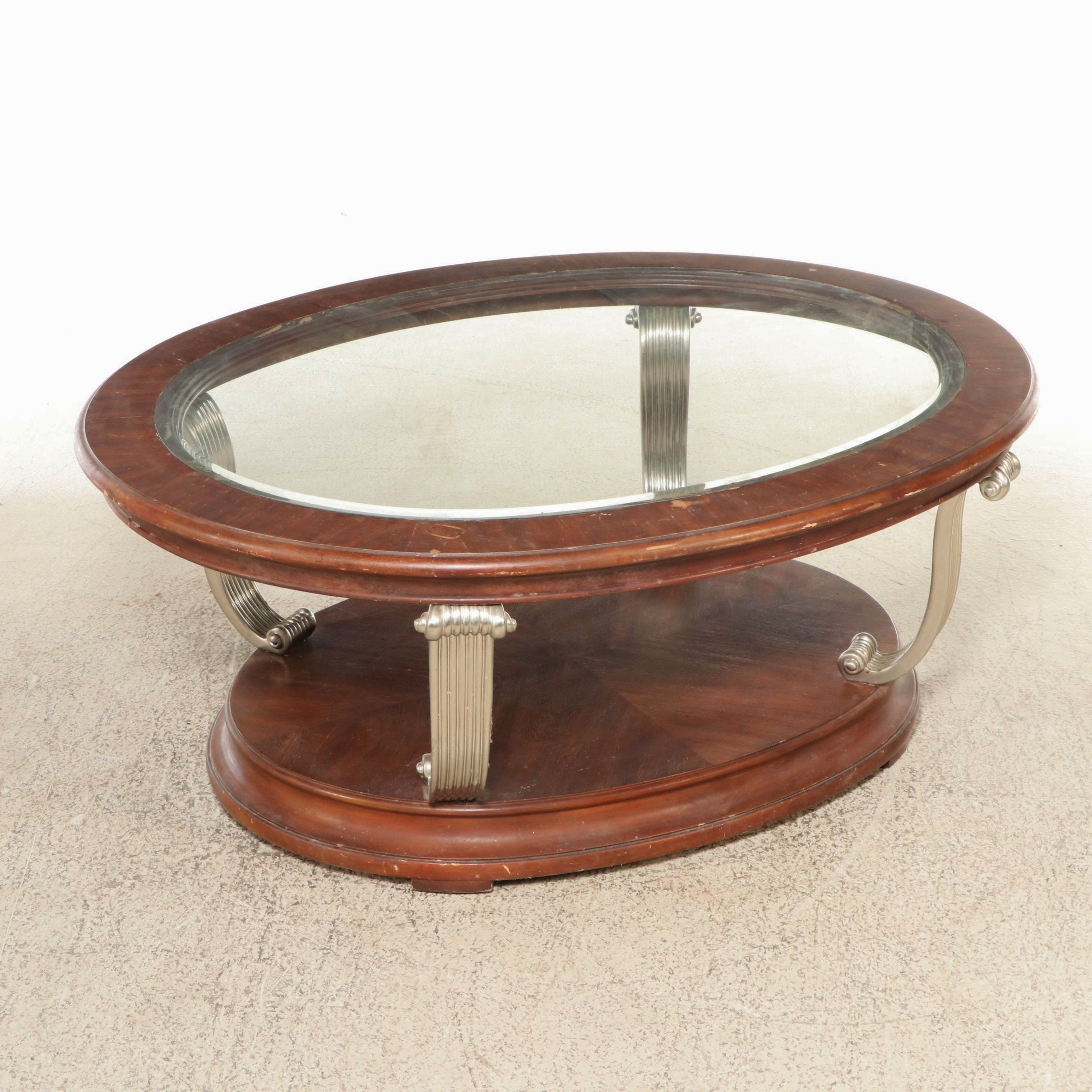 Italian Regency Style Oval Two-Tier Coffee Table