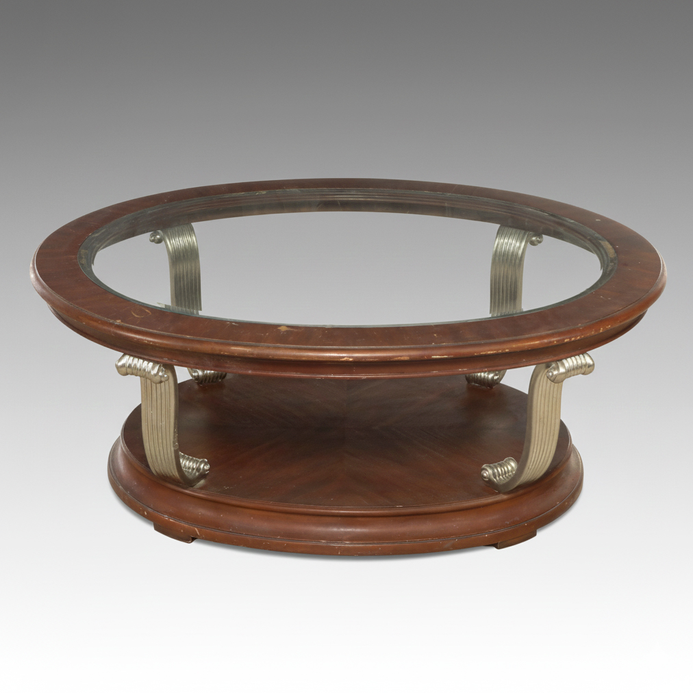 Italian Regency Style Oval Two-Tier Coffee Table
