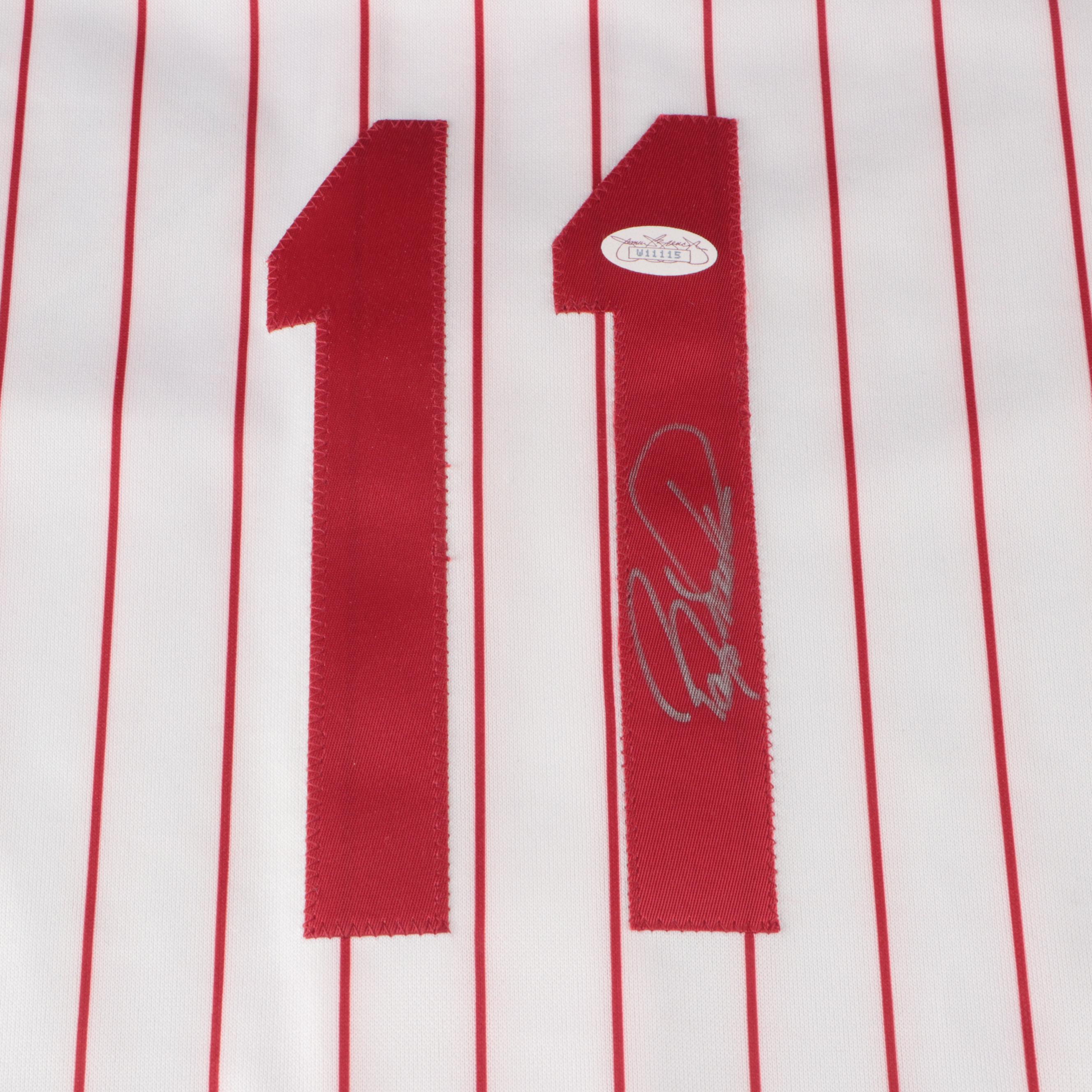 Barry Larkin Signed Cincinnati Reds Majestic Baseball Jersey, JSA