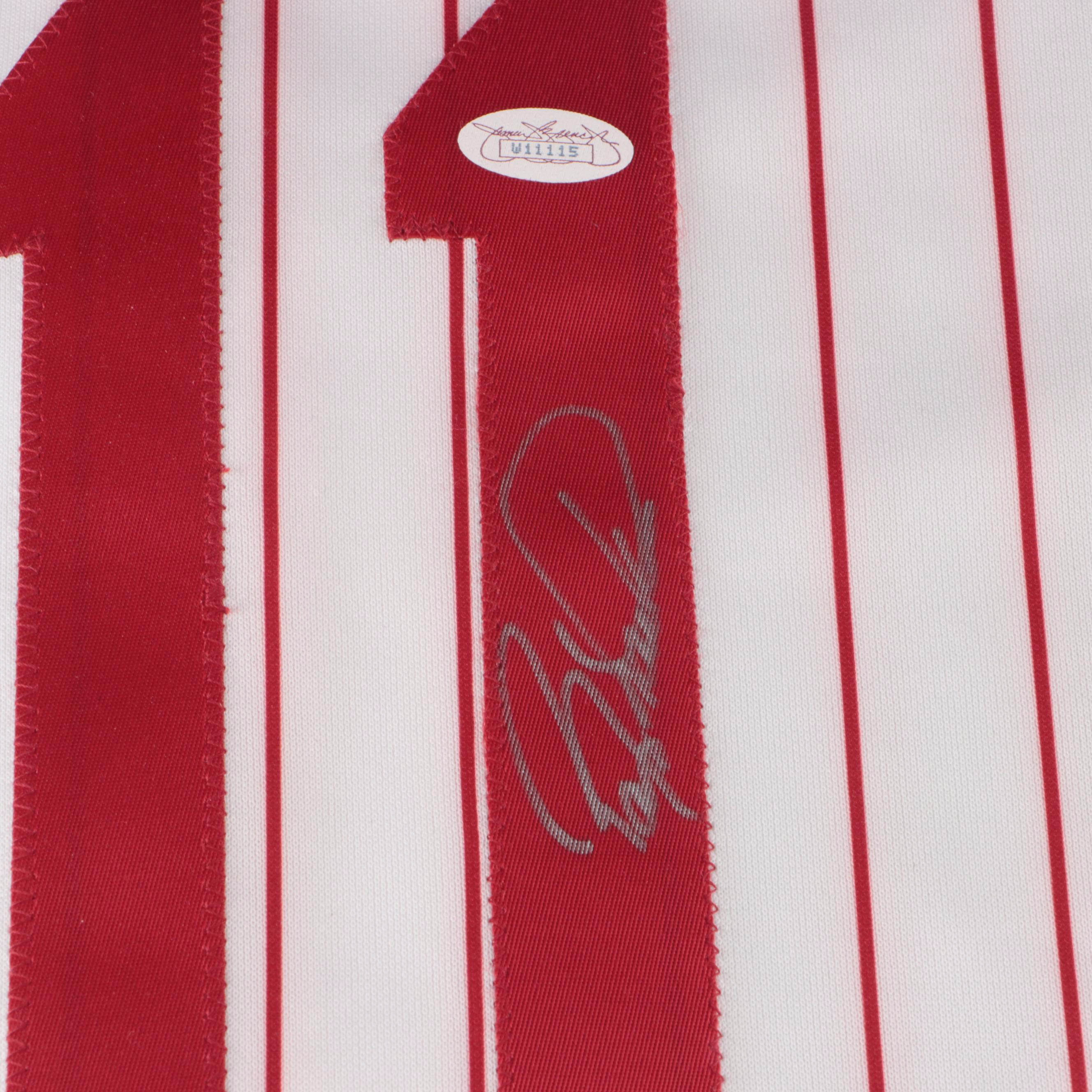 Barry Larkin Signed Cincinnati Reds Majestic Baseball Jersey, JSA