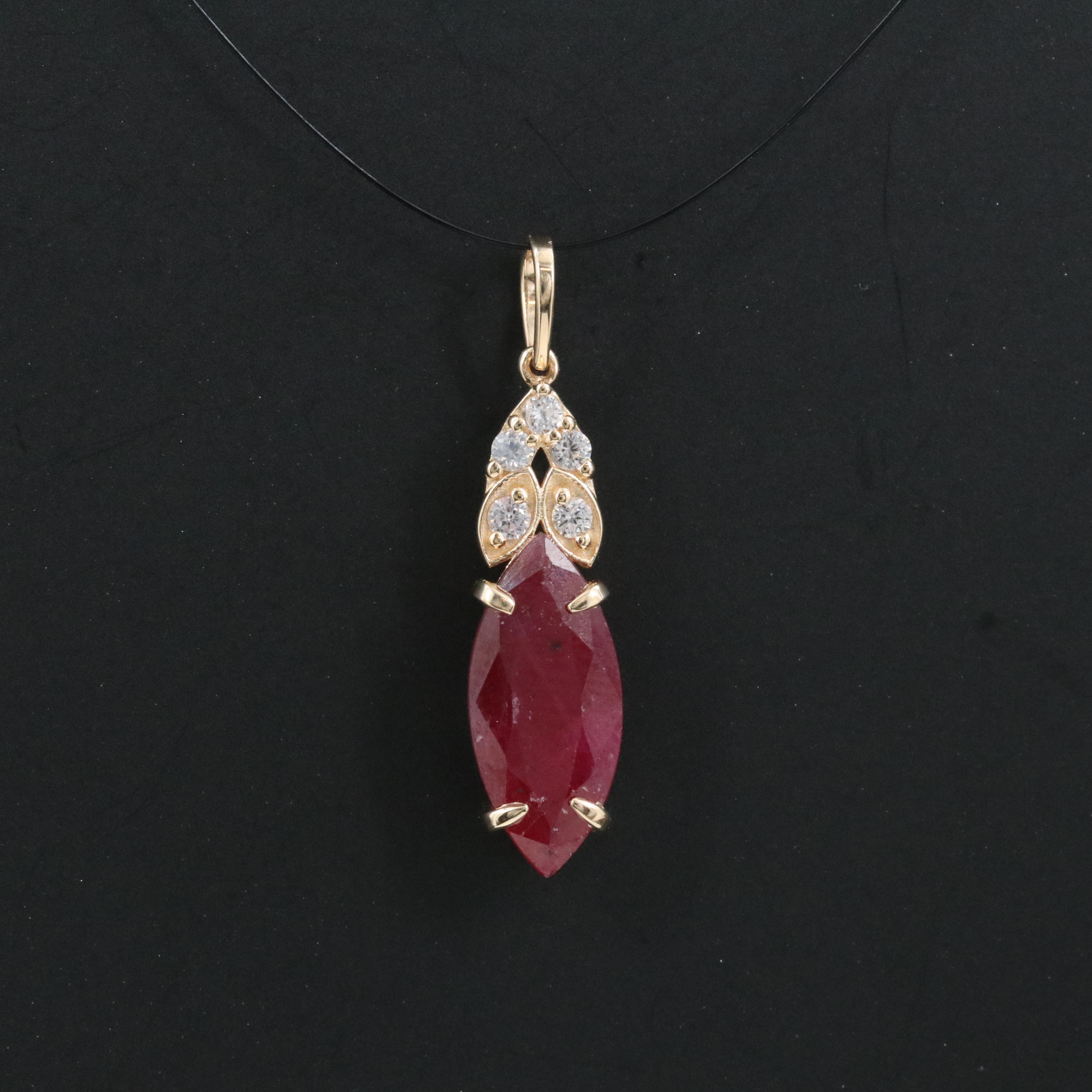 14K Ruby and White Sapphire Pendant