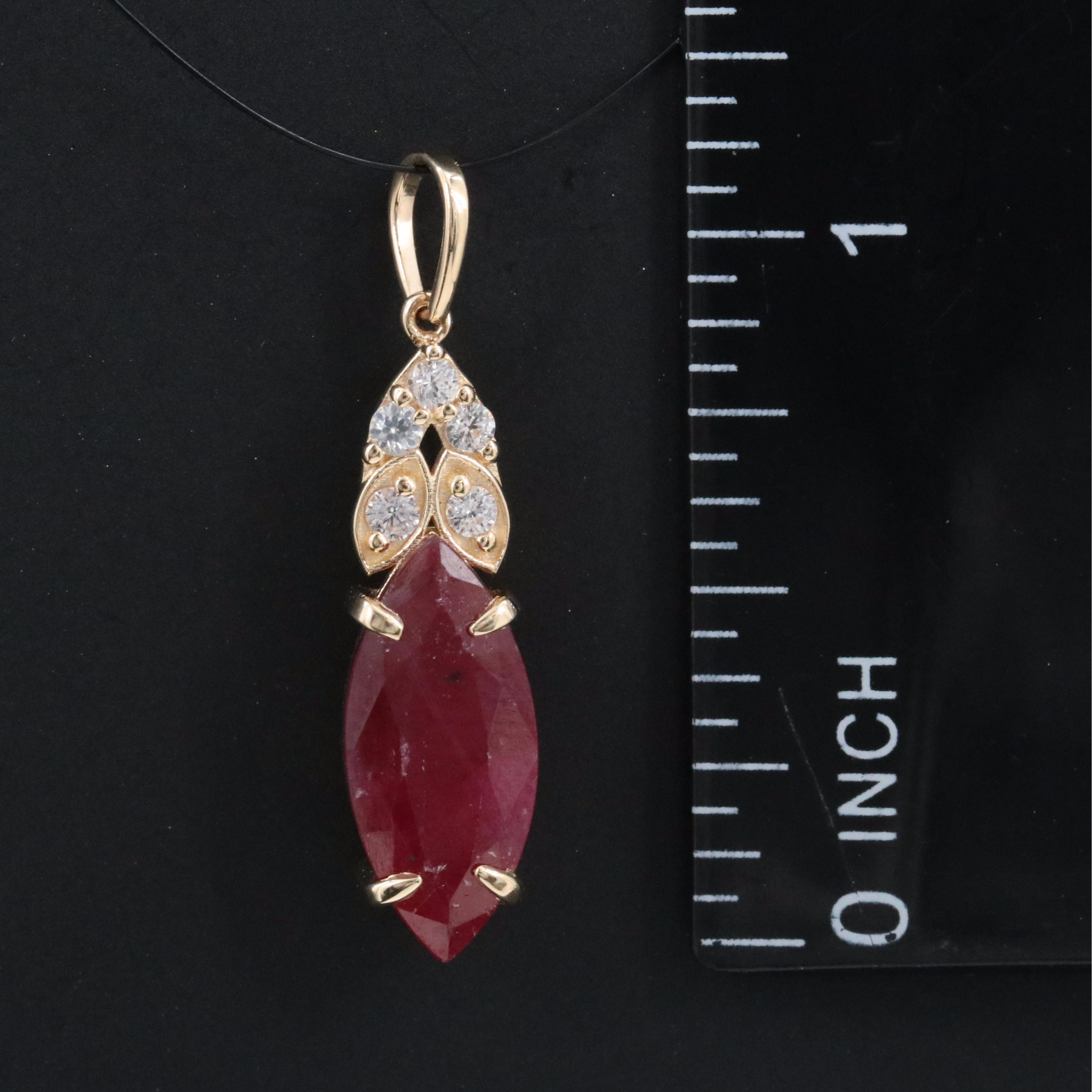 14K Ruby and White Sapphire Pendant