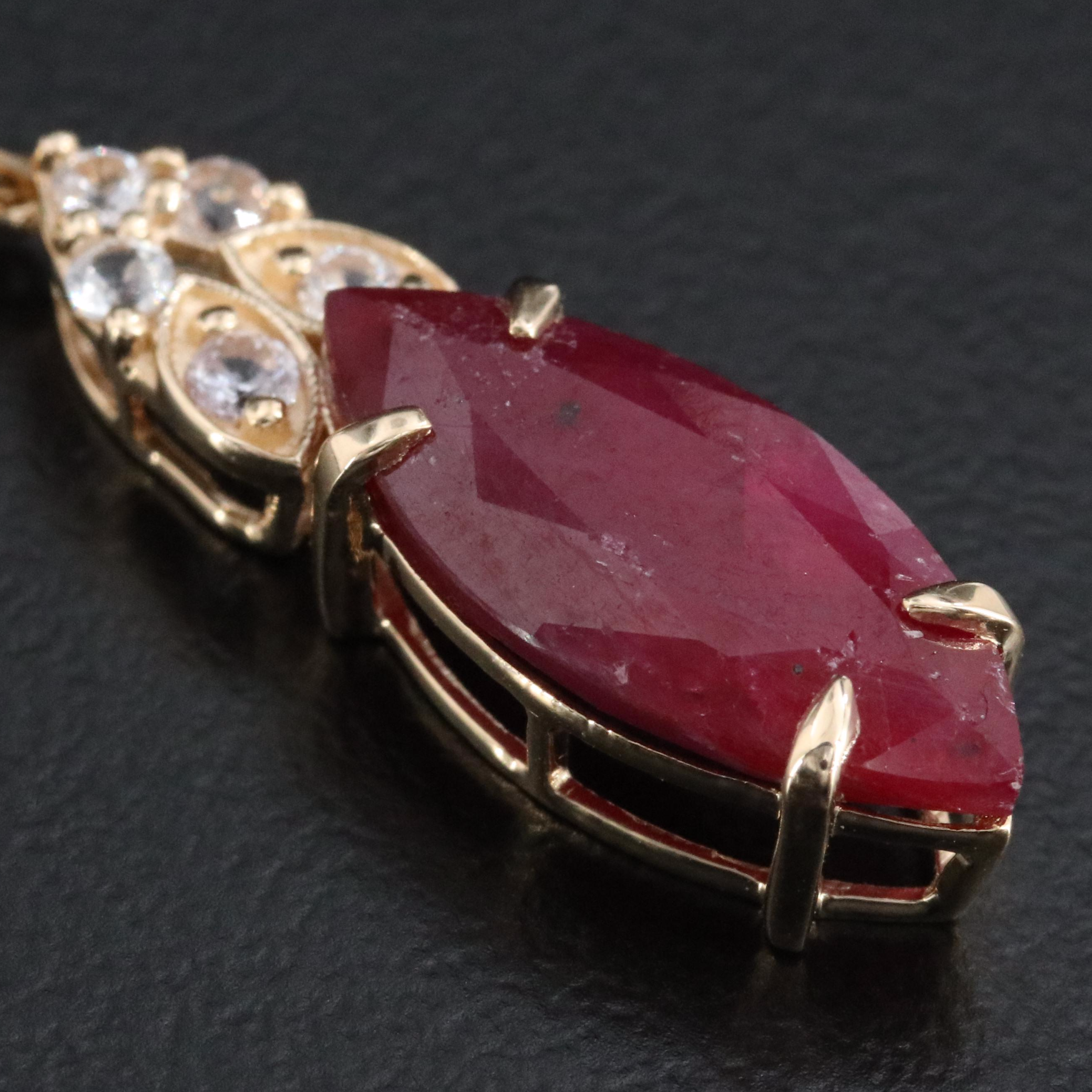 14K Ruby and White Sapphire Pendant