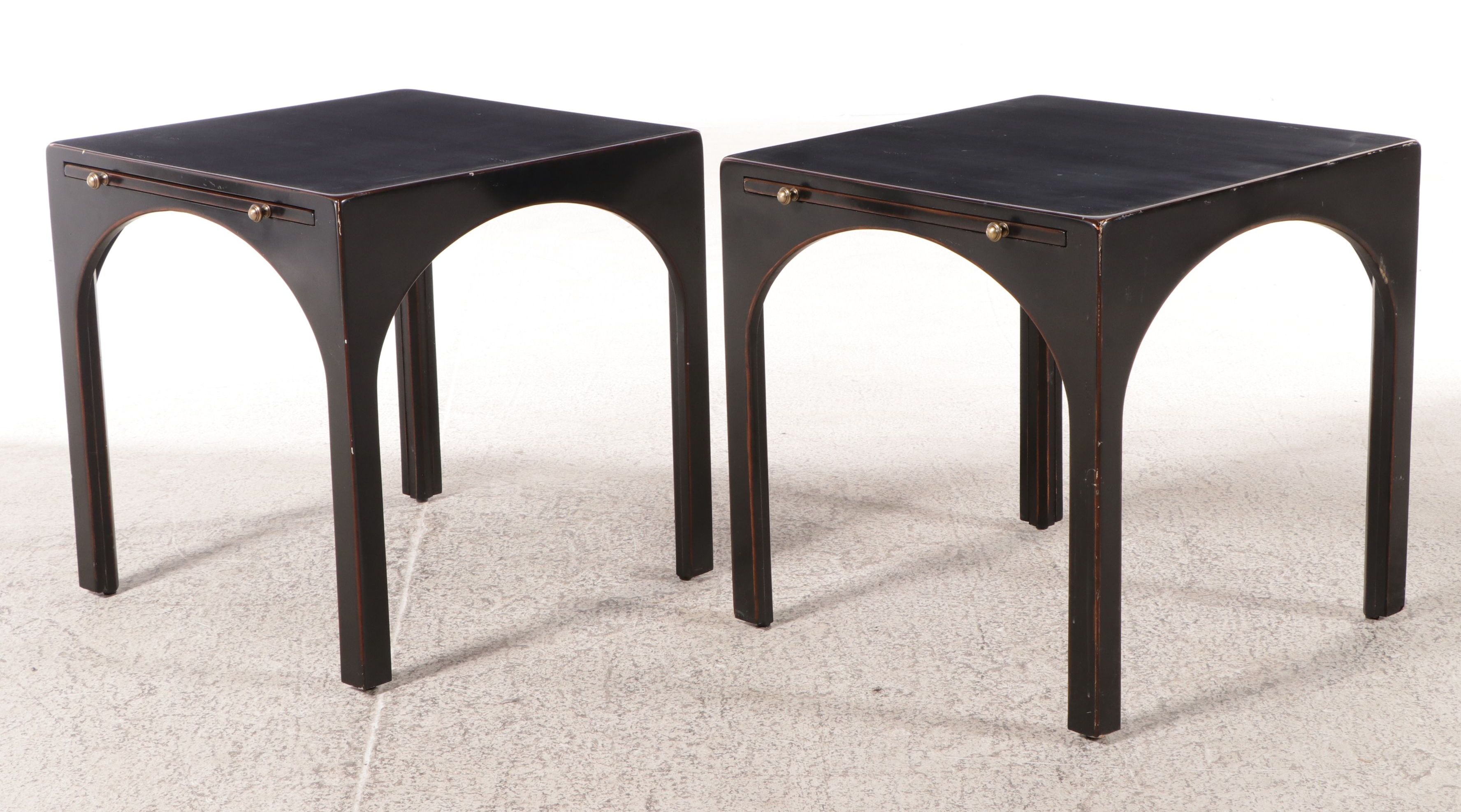 Pair of Ateliers de la Madeleine Lacquered End Tables