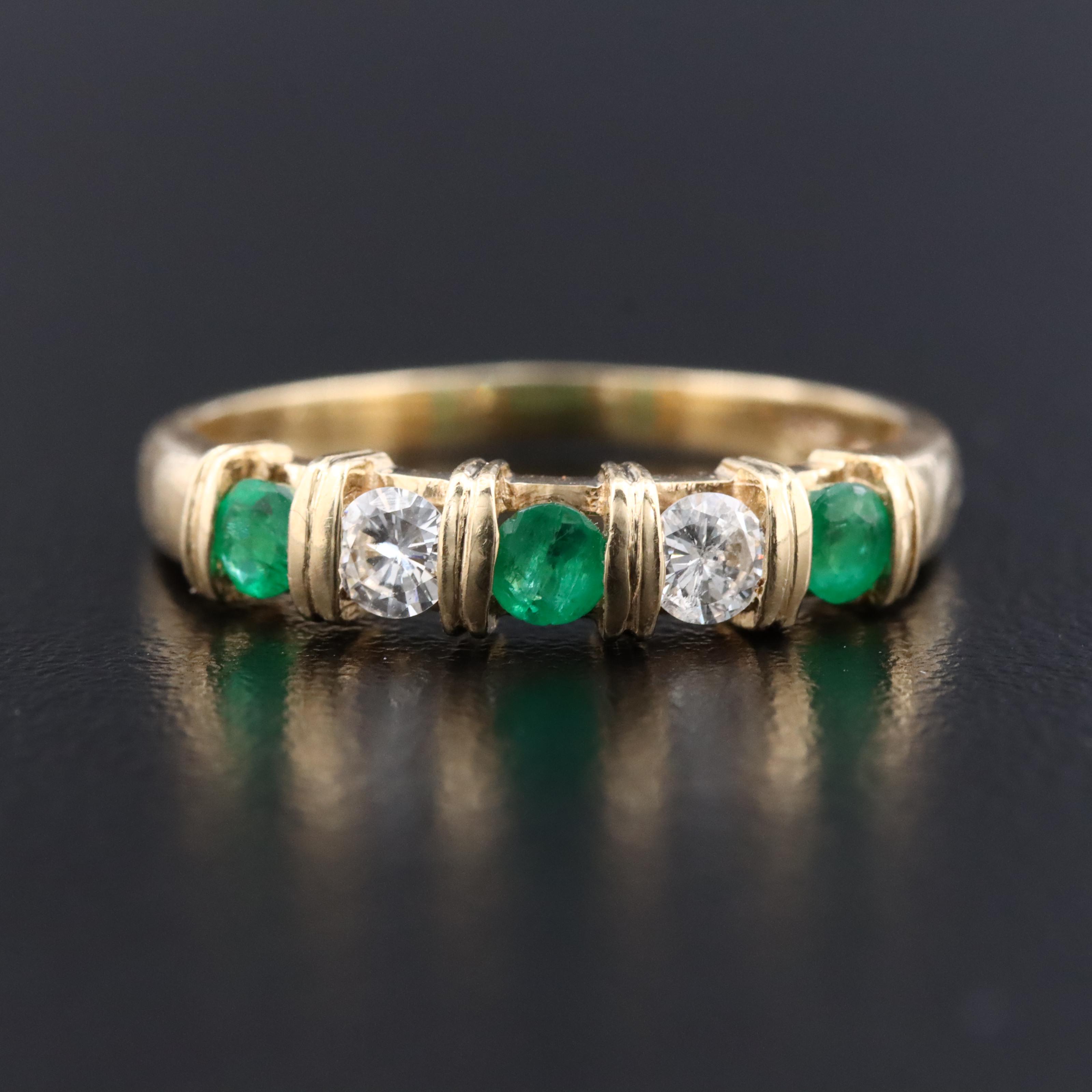 14K Diamond and Emerald Band