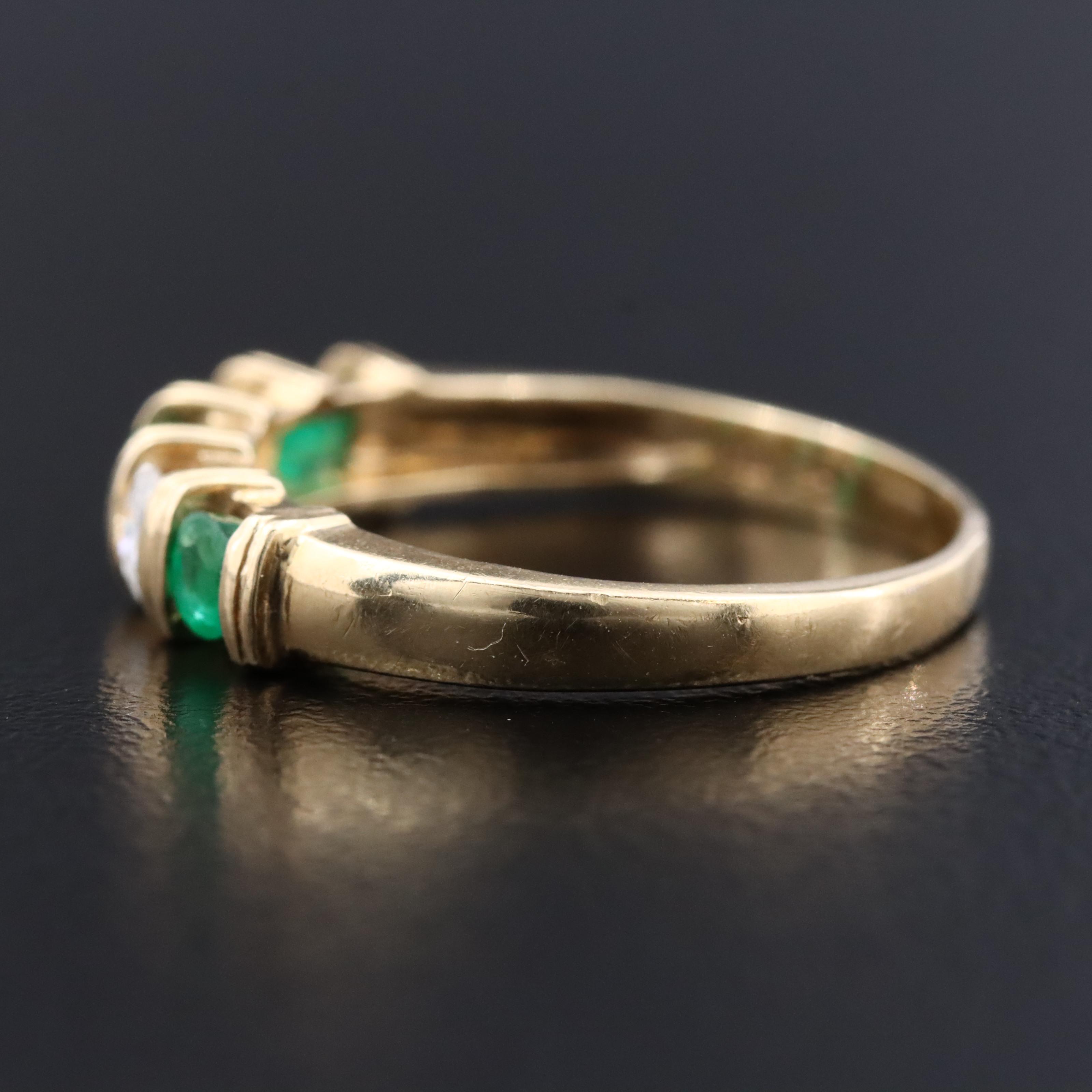 14K Diamond and Emerald Band