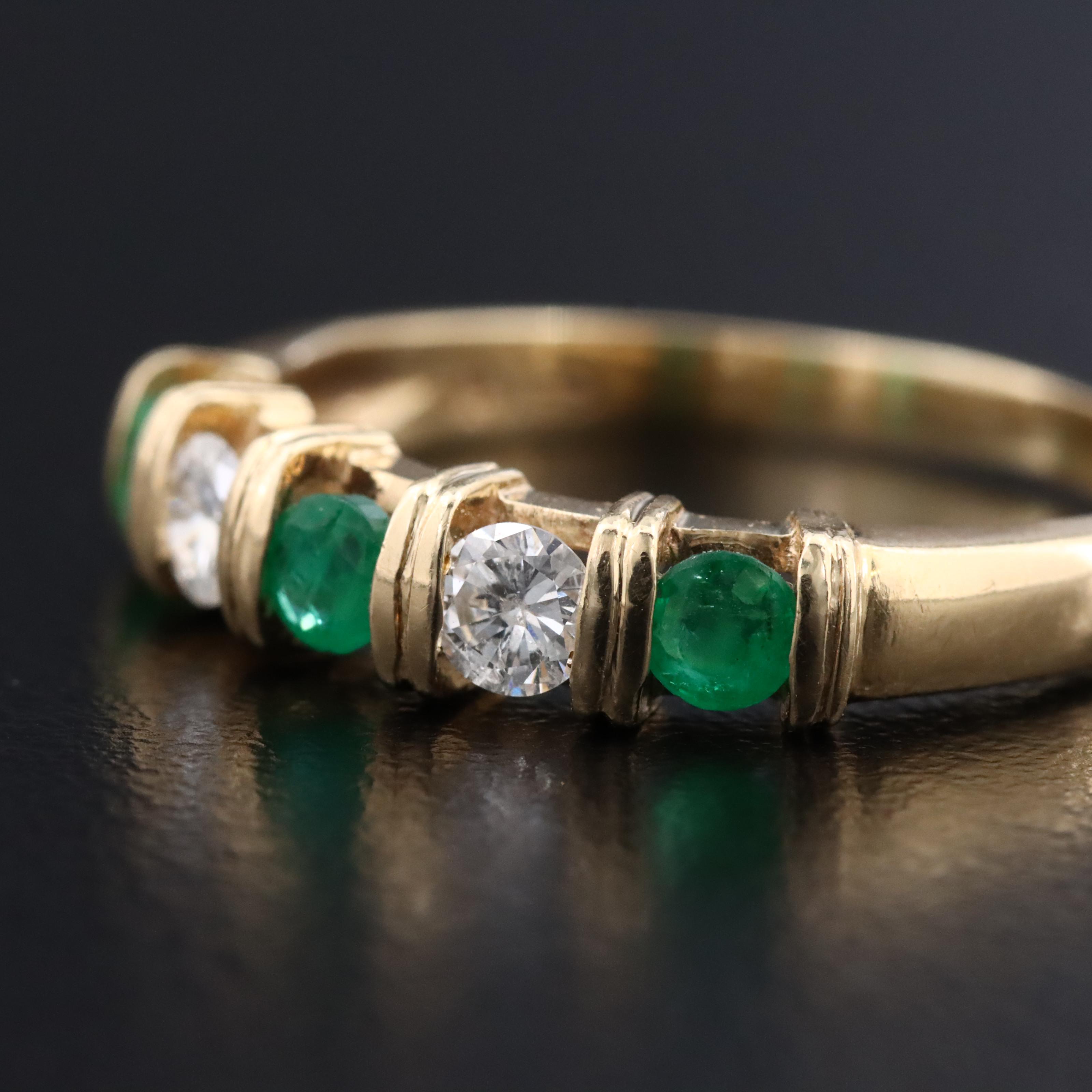 14K Diamond and Emerald Band