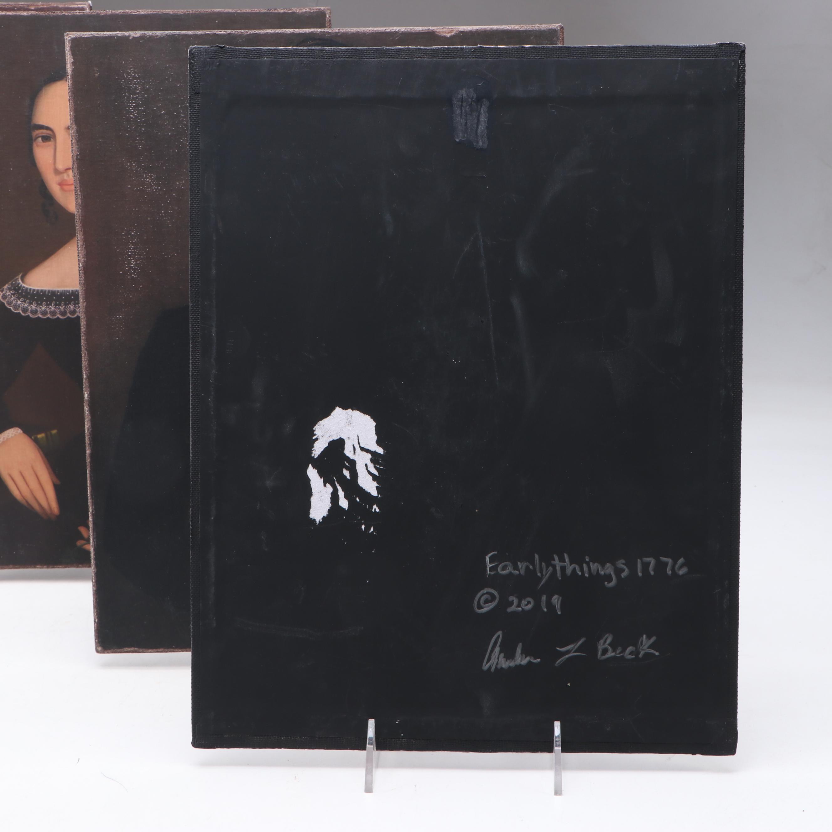 Earlythings 1776 Primitive Portrait Reproduction Prints on Canvas Board