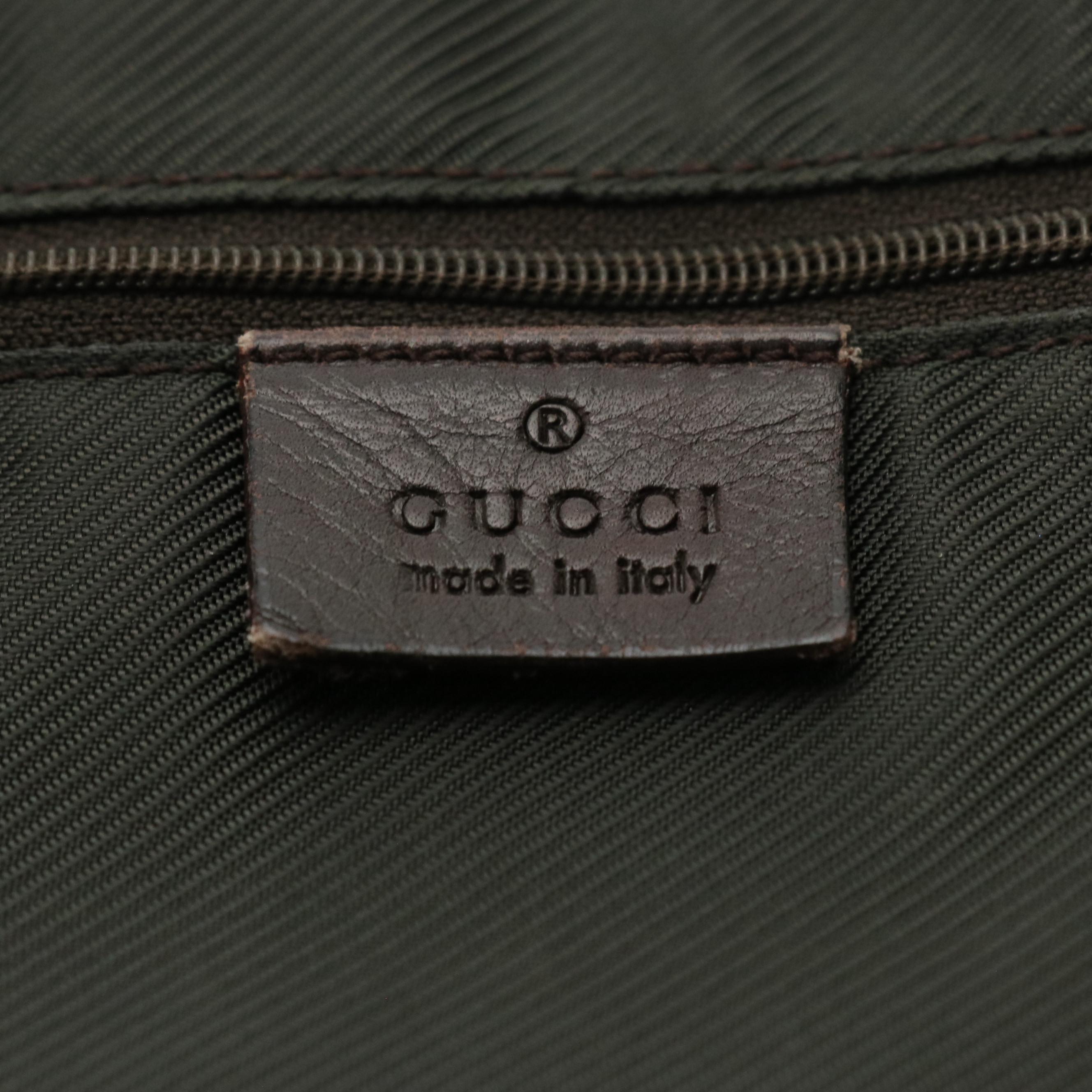 Gucci Bamboo Horsebit Printed Canvas Tote Bag with Brown Calfskin Leather Trim