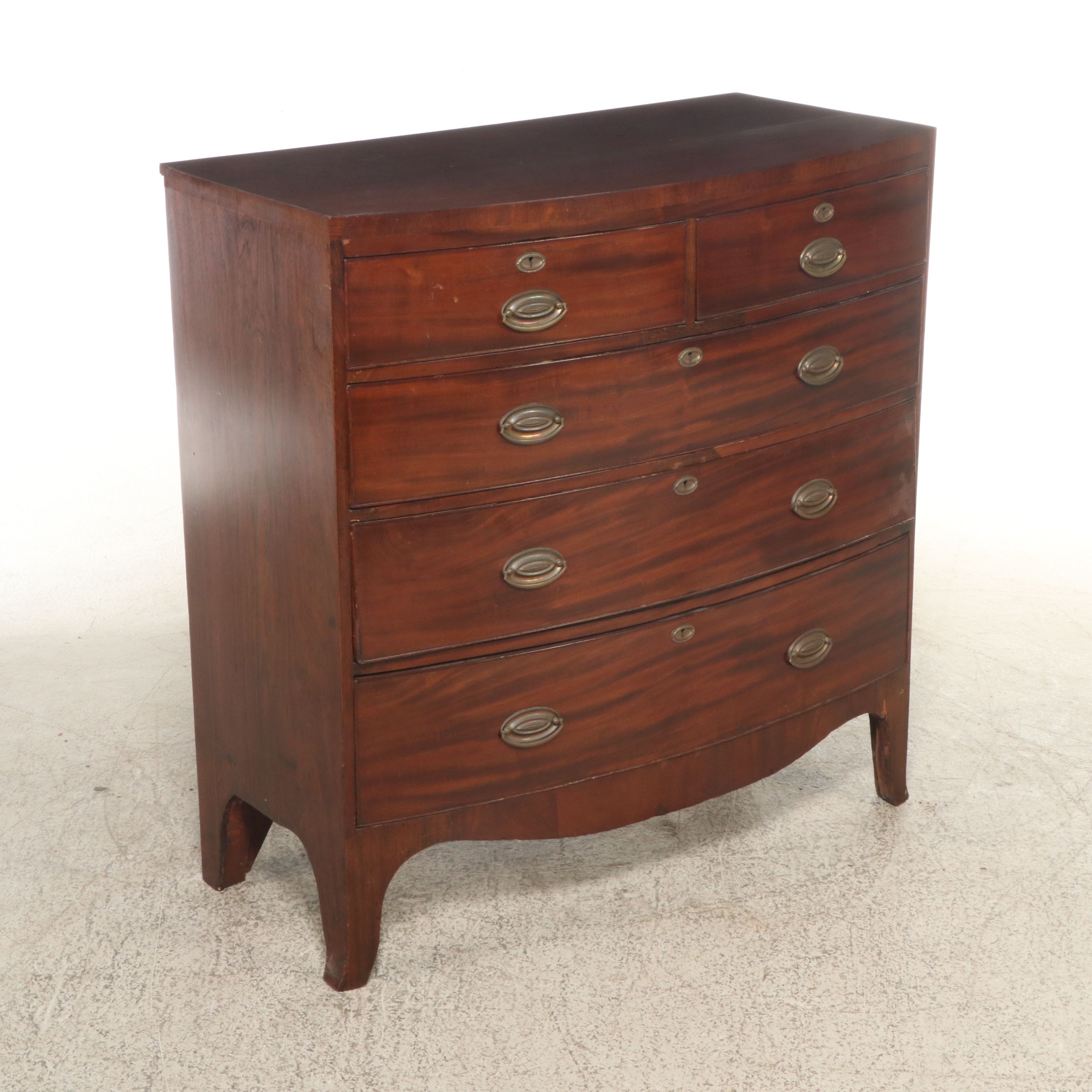 Hepplewhite Style Mahogany Bowfront Chest of Drawers, 19th Century