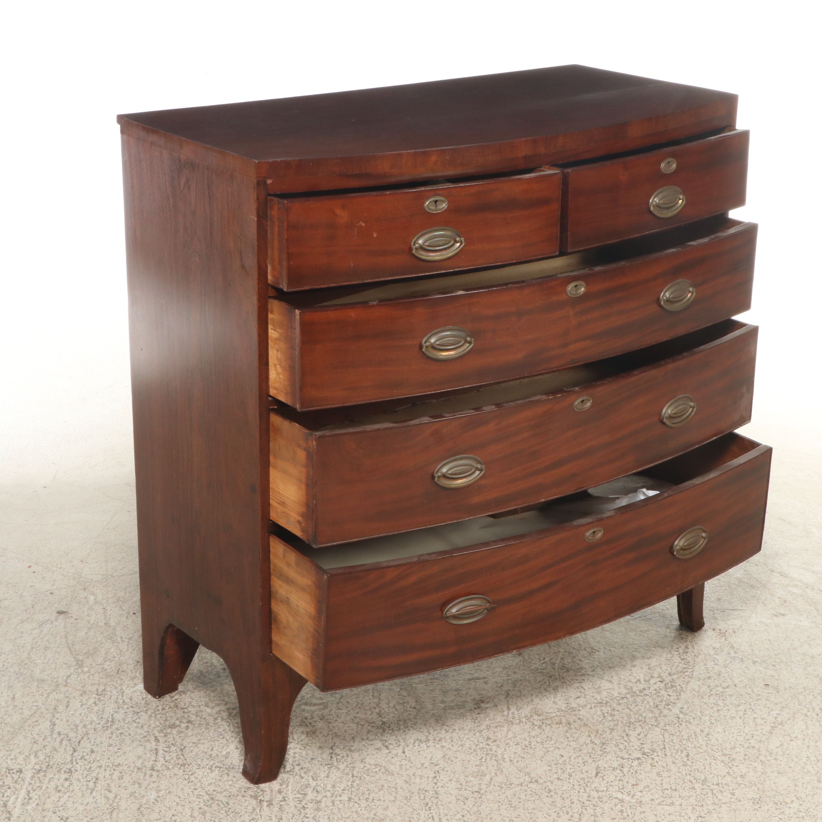 Hepplewhite Style Mahogany Bowfront Chest of Drawers, 19th Century