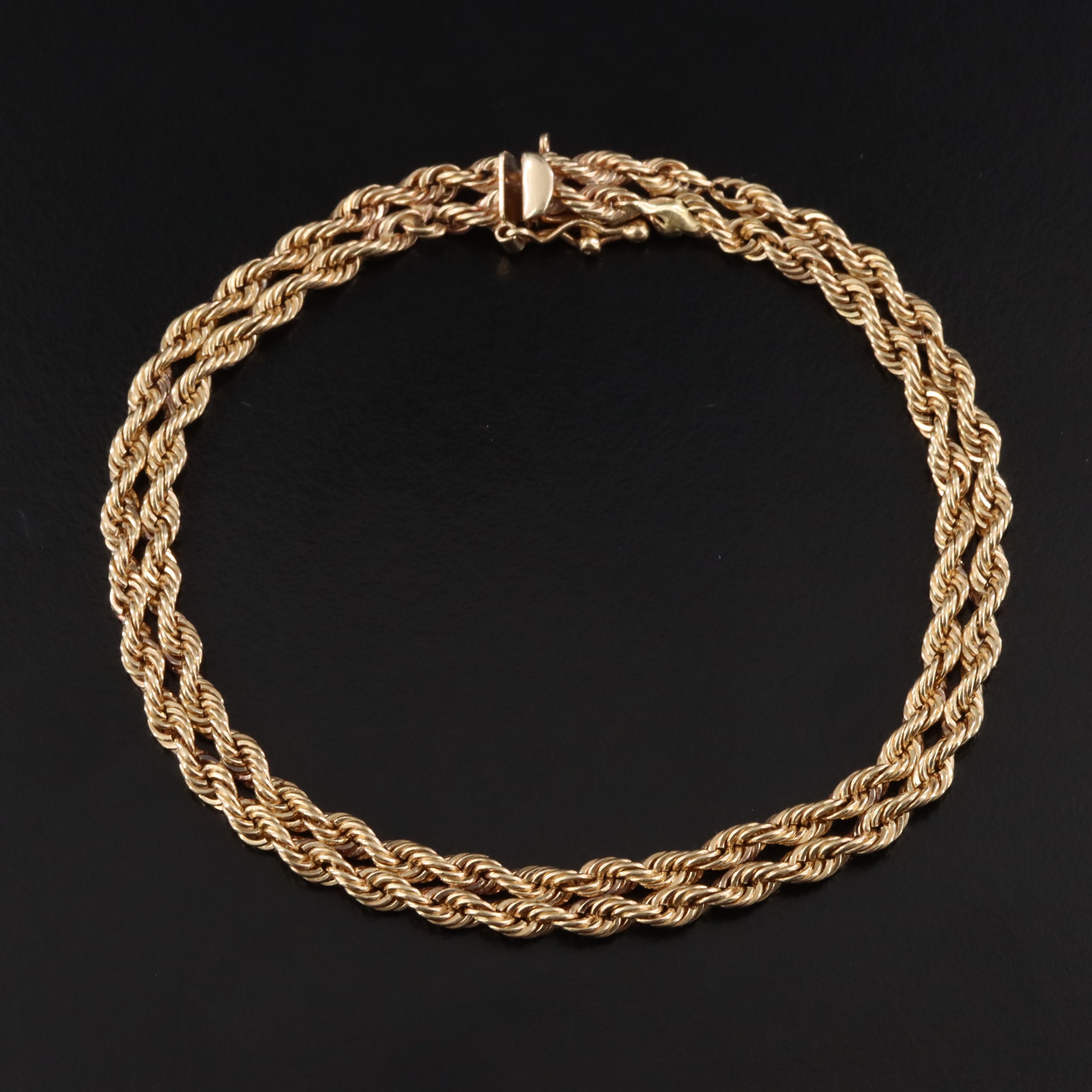 14K Double Braided Rope Chain Bracelet