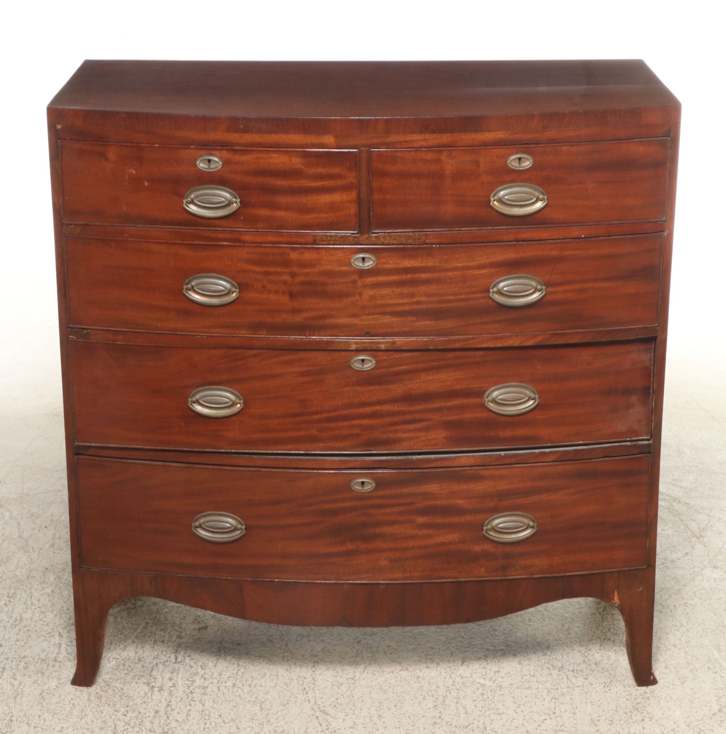 Hepplewhite Style Mahogany Bowfront Chest of Drawers, 19th Century