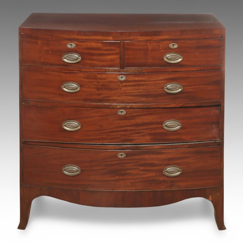 Hepplewhite Style Mahogany Bowfront Chest of Drawers, 19th Century