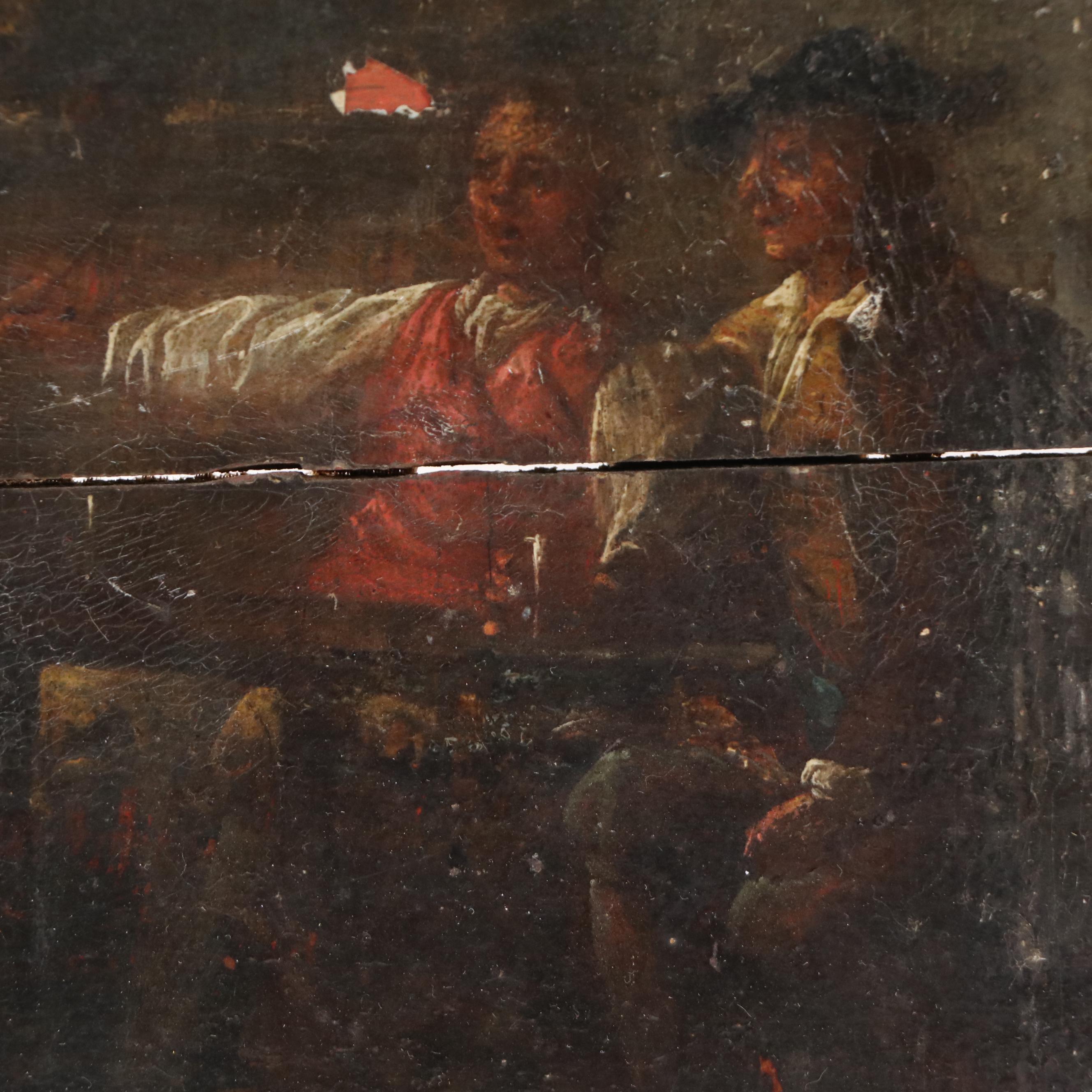 Dutch School Genre Oil Painting, Early 18th C.