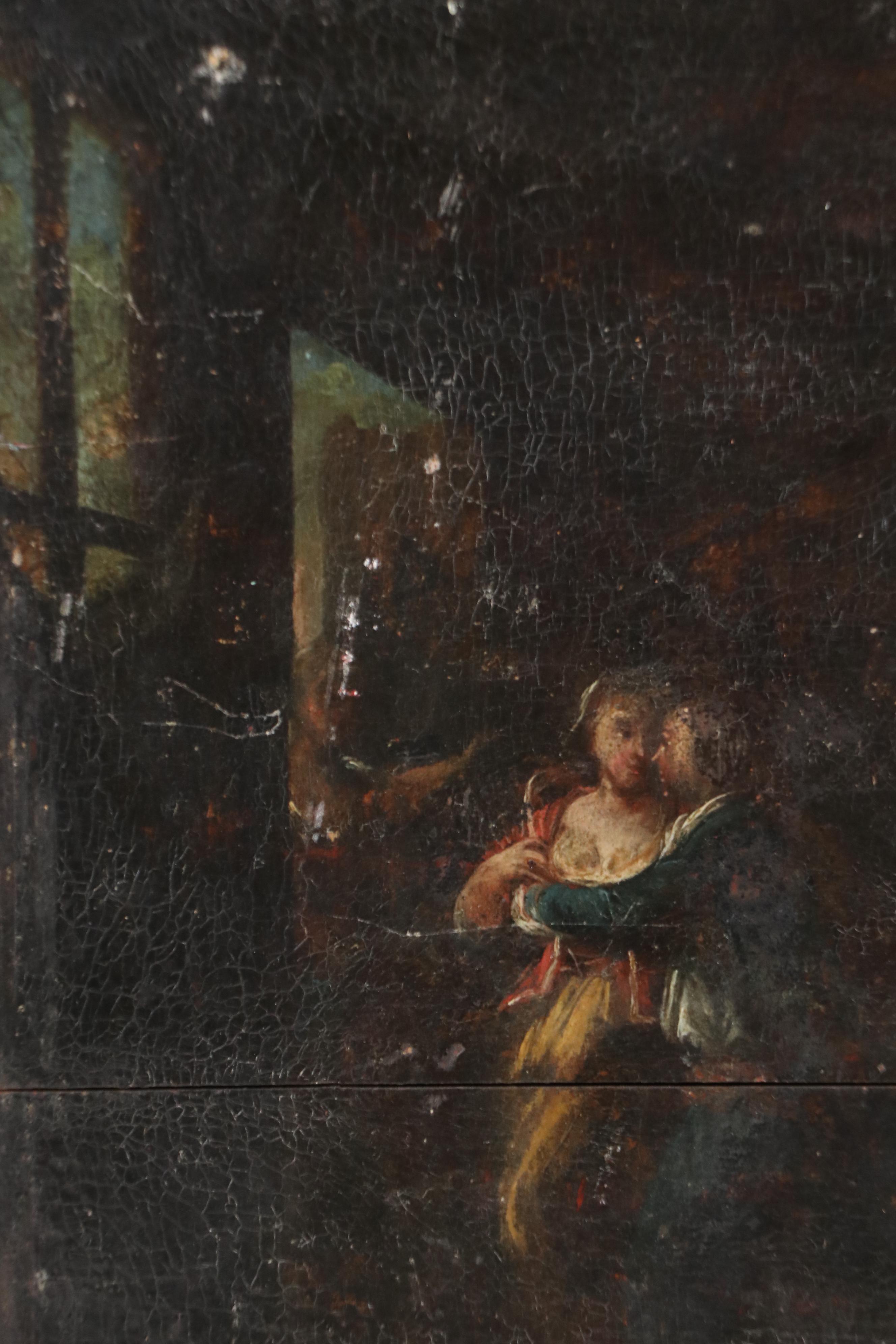 Dutch School Genre Oil Painting, Early 18th C.