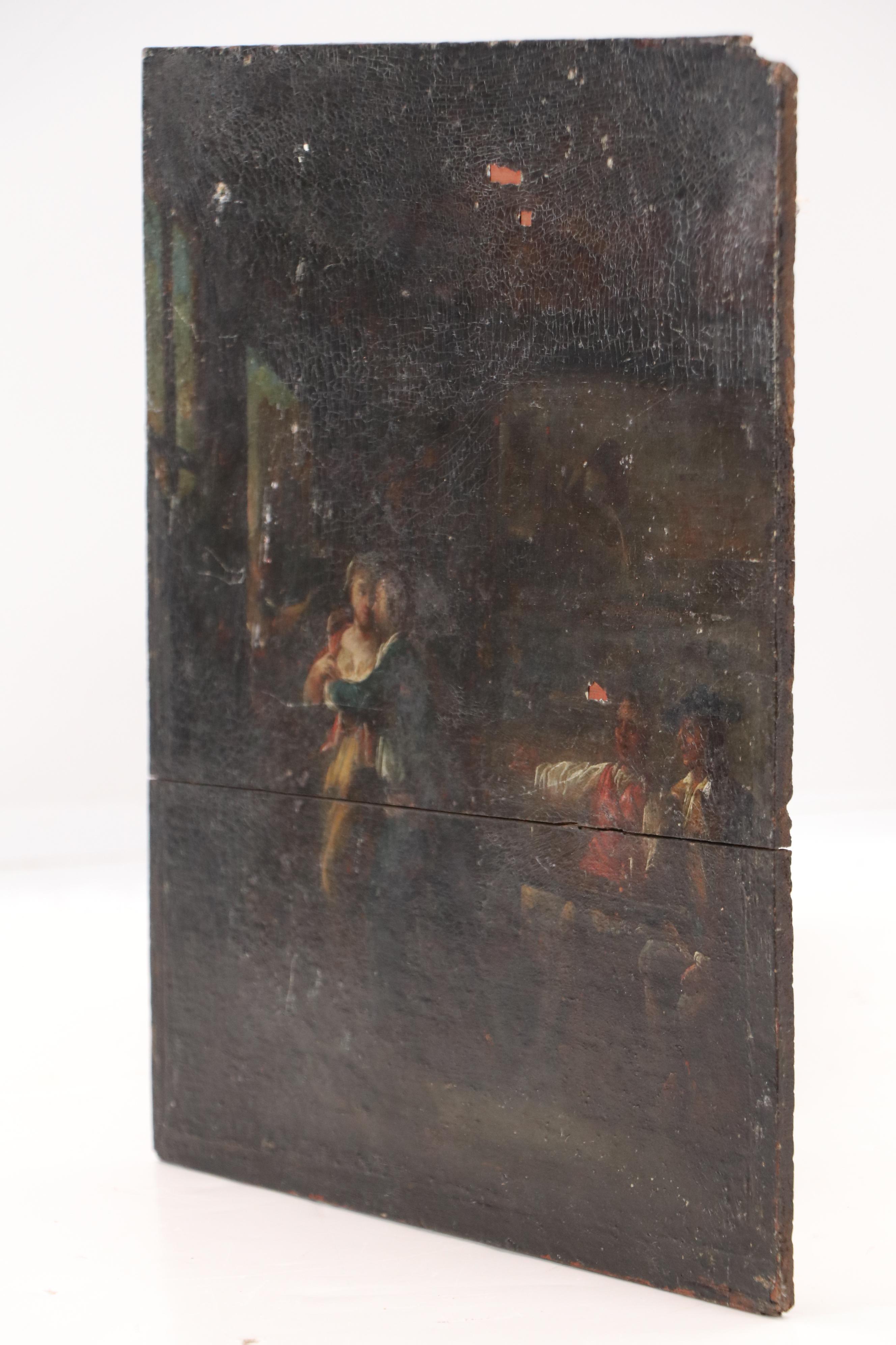 Dutch School Genre Oil Painting, Early 18th C.