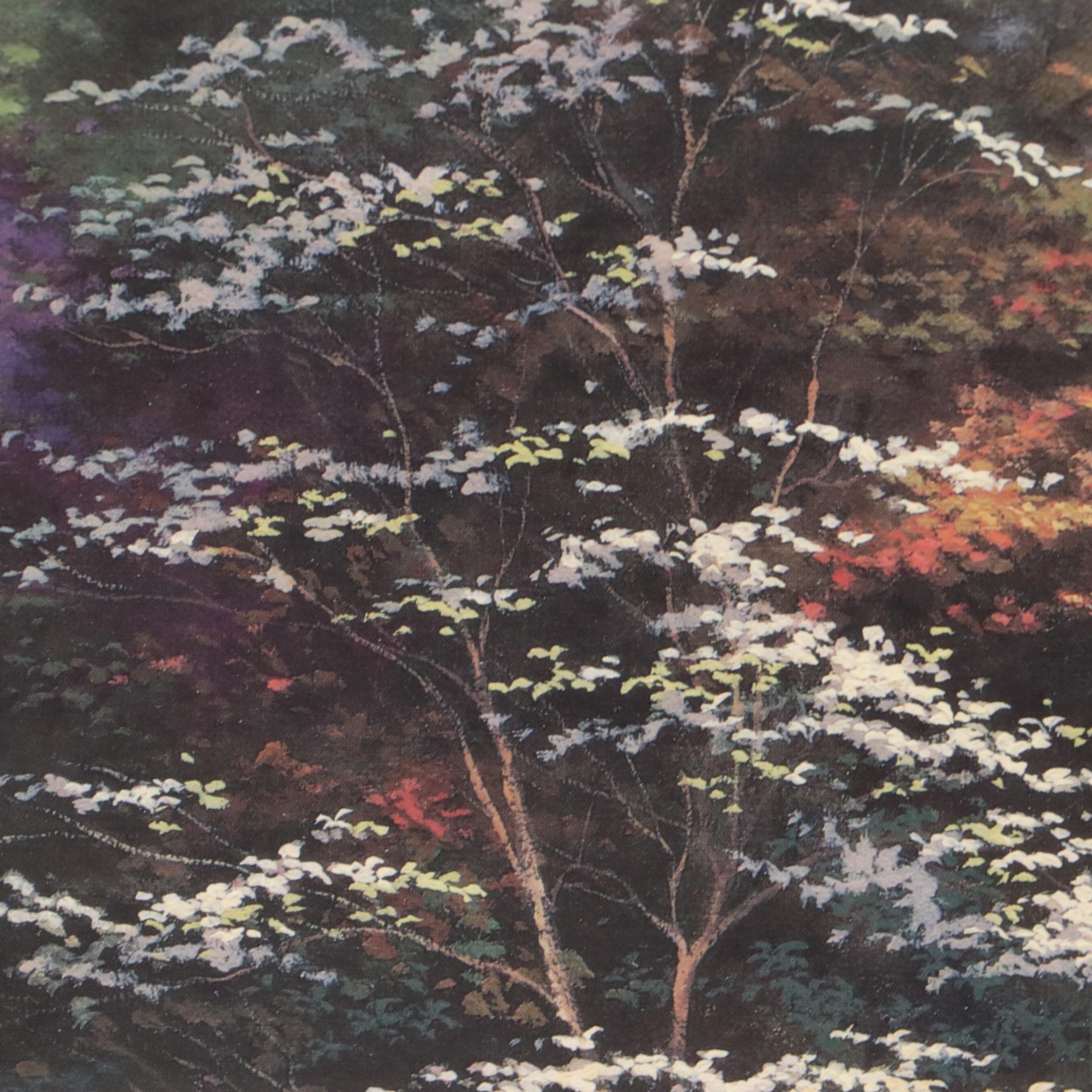 Thomas Kinkade Offset Lithograph "Hillwater Bridge: Sweetwater Gardens I"