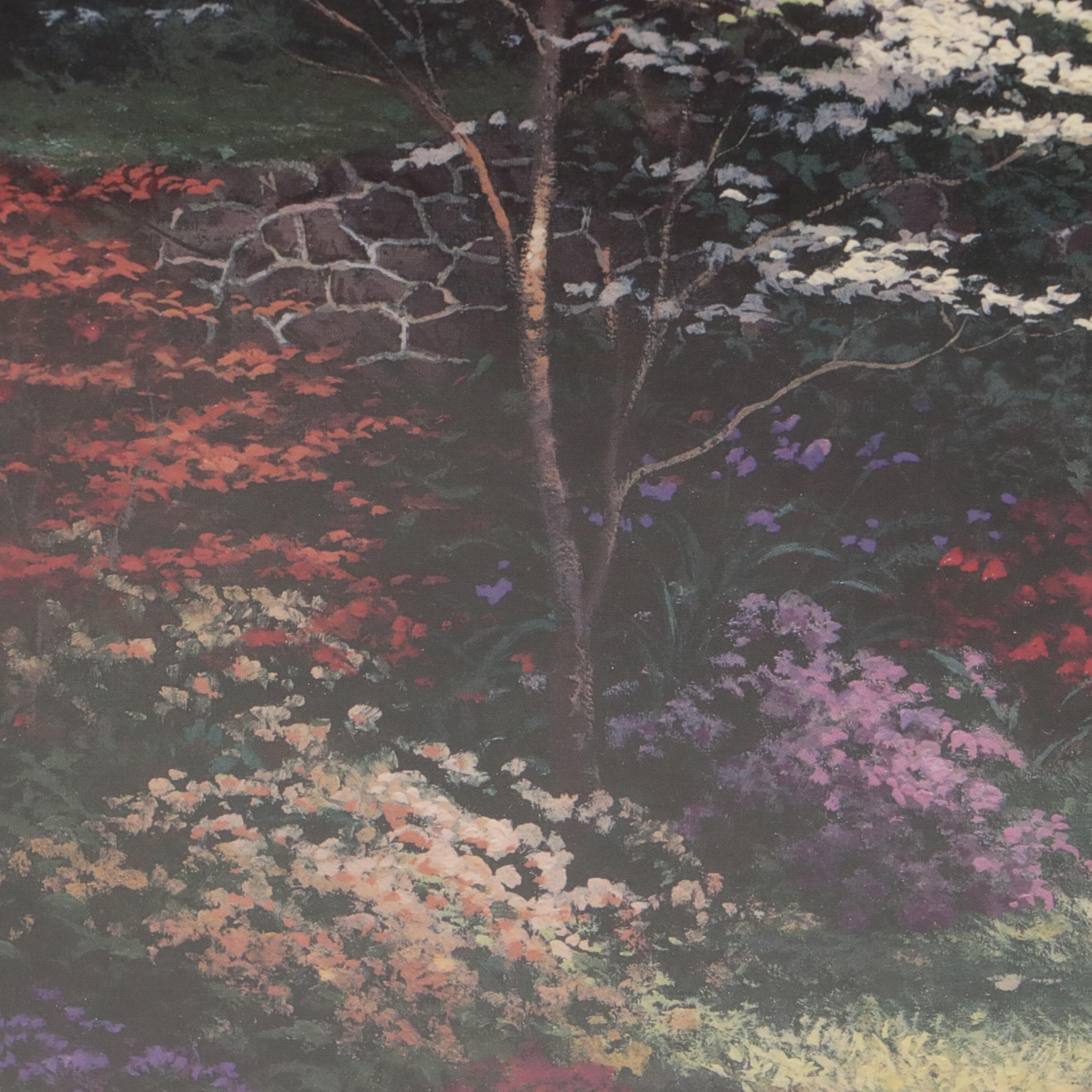 Thomas Kinkade Offset Lithograph "Hillwater Bridge: Sweetwater Gardens I"