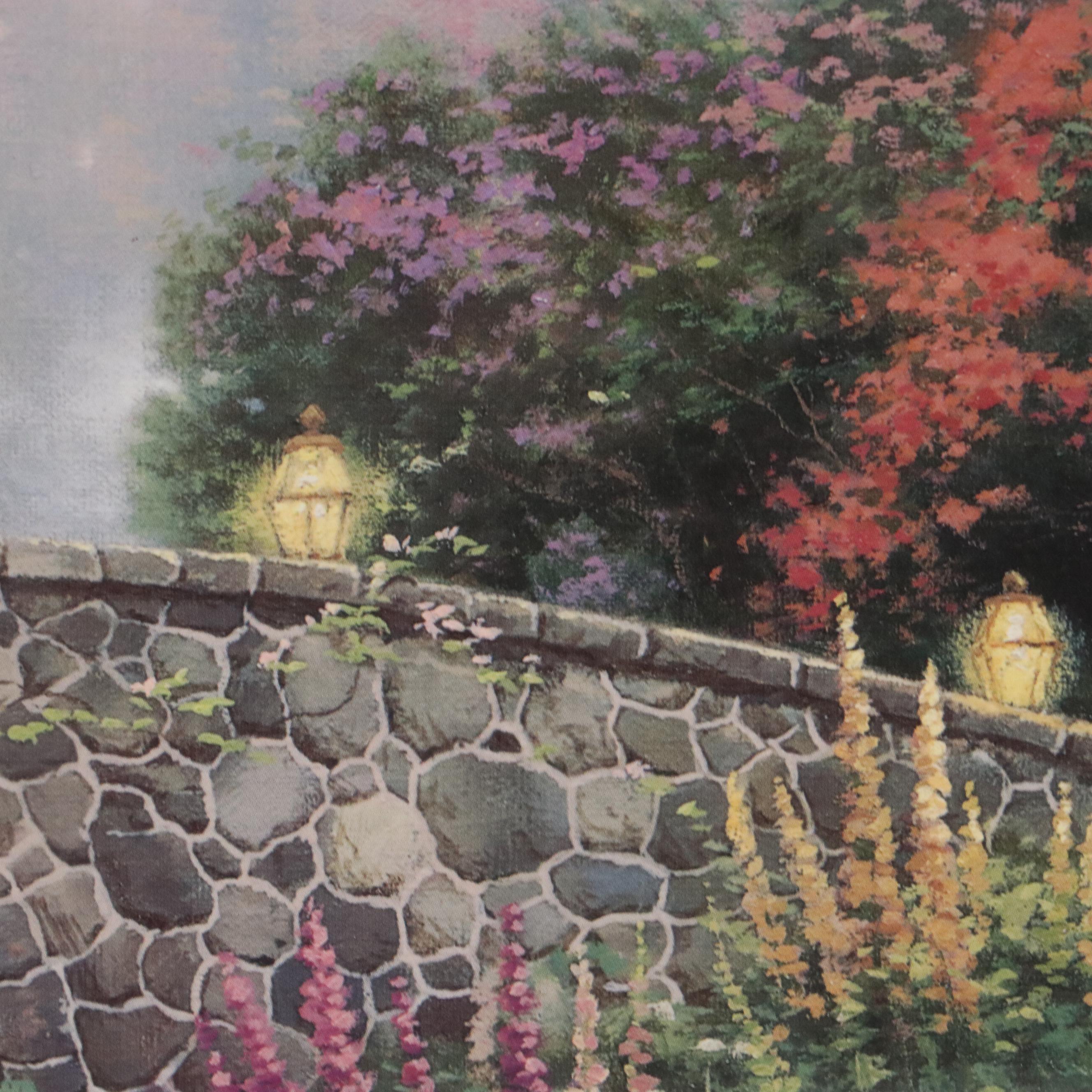 Thomas Kinkade Offset Lithograph "Hillwater Bridge: Sweetwater Gardens I"