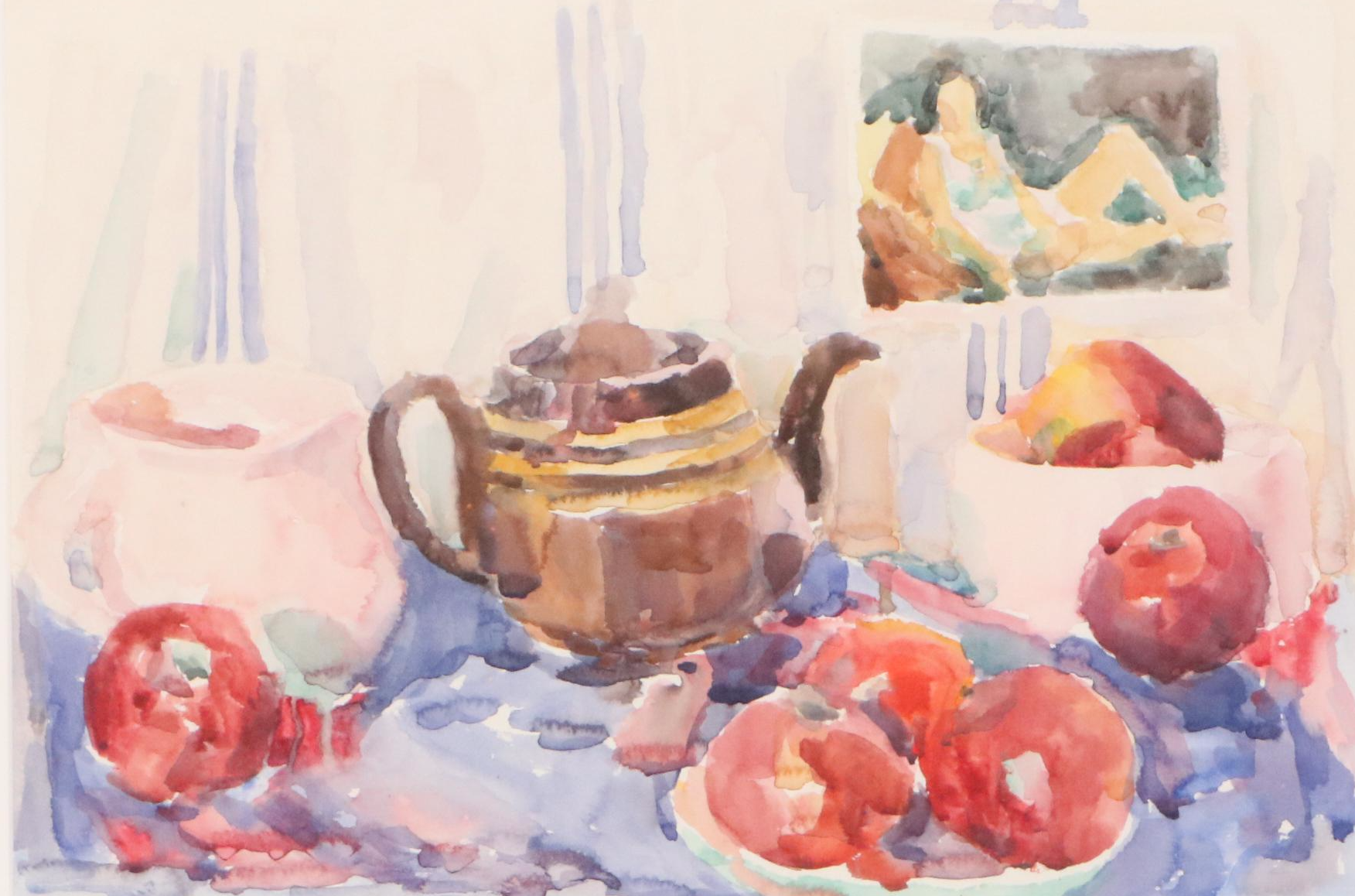 Still Life Watercolor Painting of Table Setting