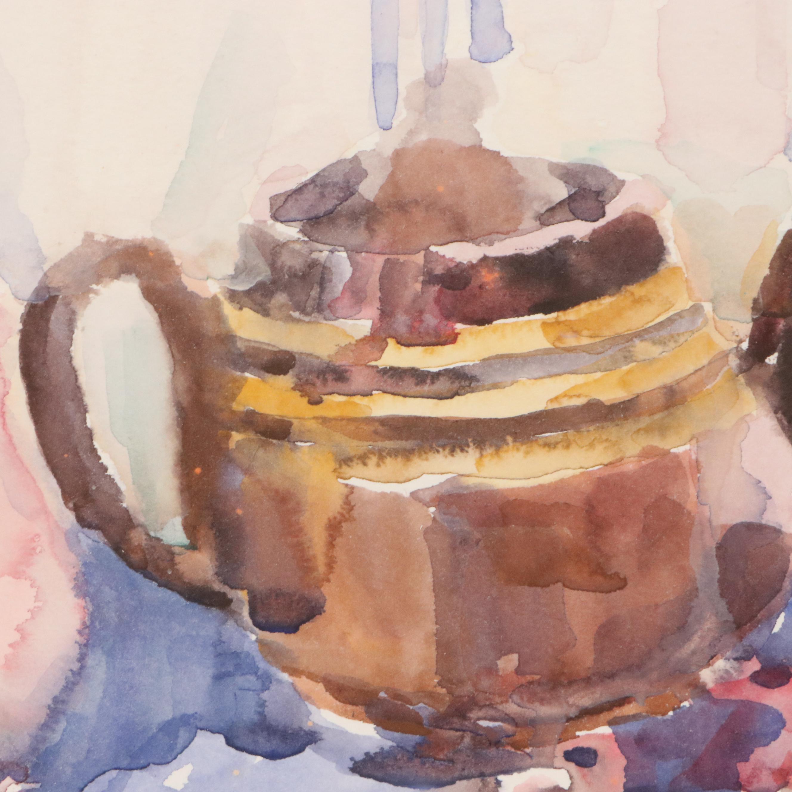 Still Life Watercolor Painting of Table Setting