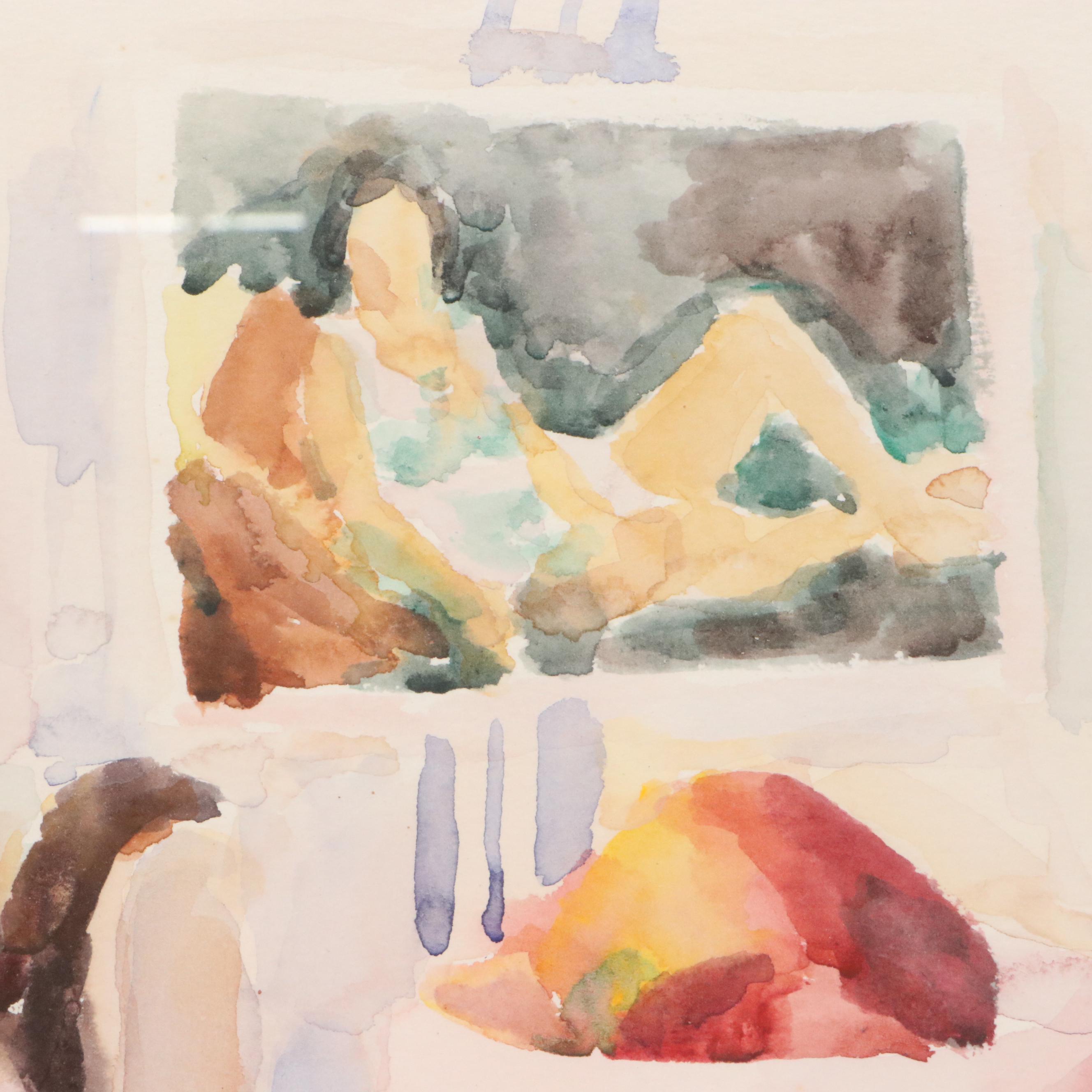 Still Life Watercolor Painting of Table Setting