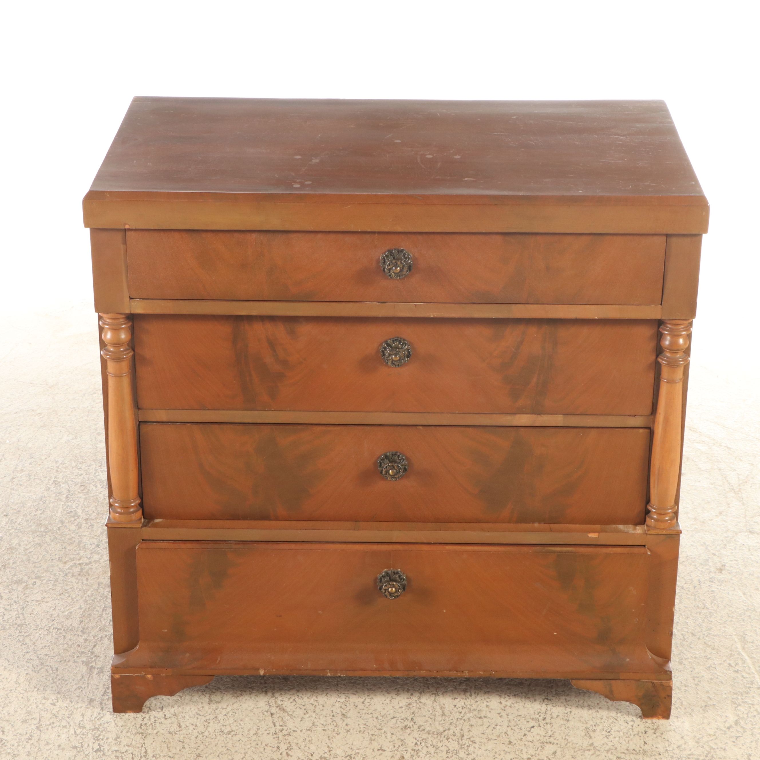 Biedermeier Walnut Four-Drawer Chest