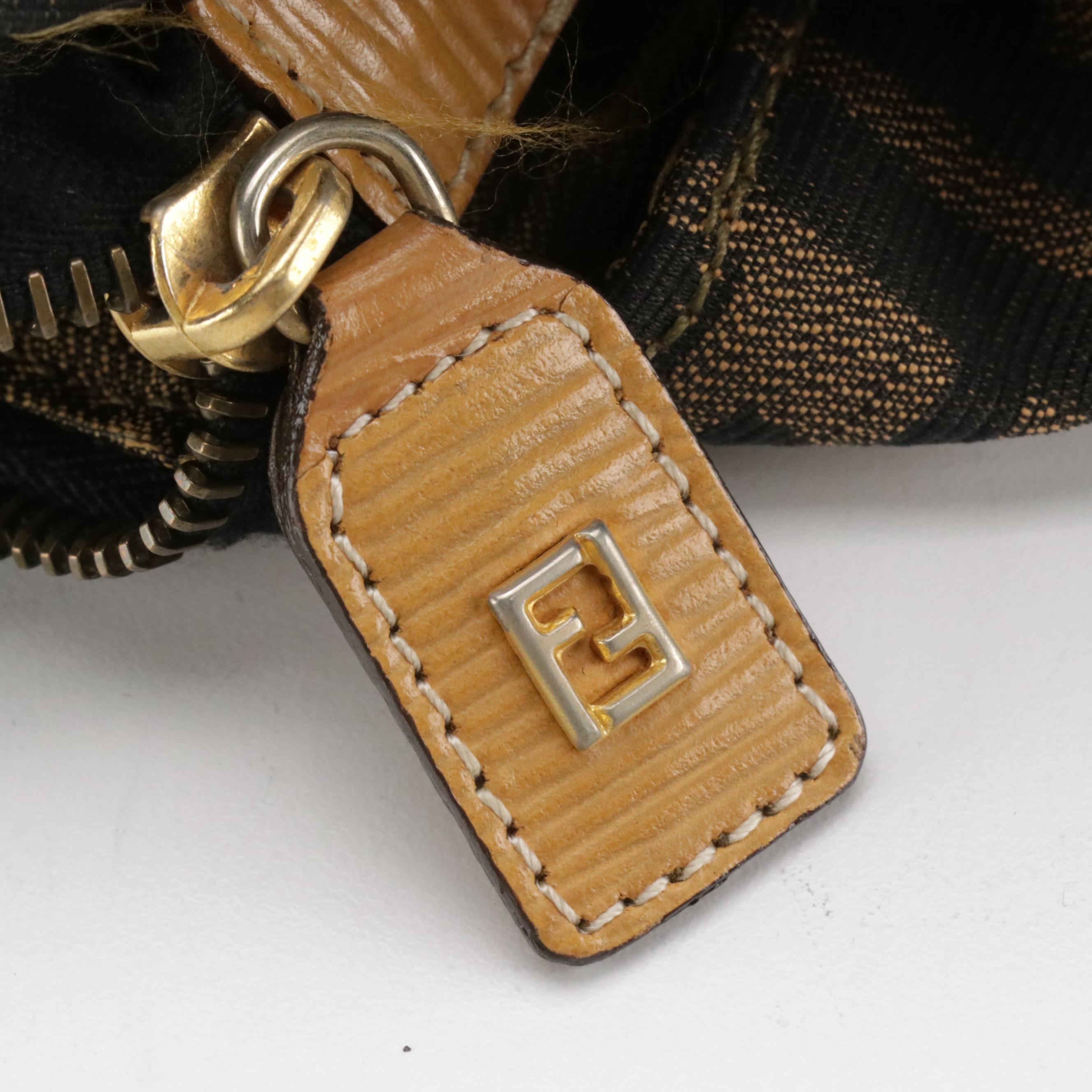 Fendi Vintage Travel Bag in Zucca Jacquard Canvas and Textured Leather Trim